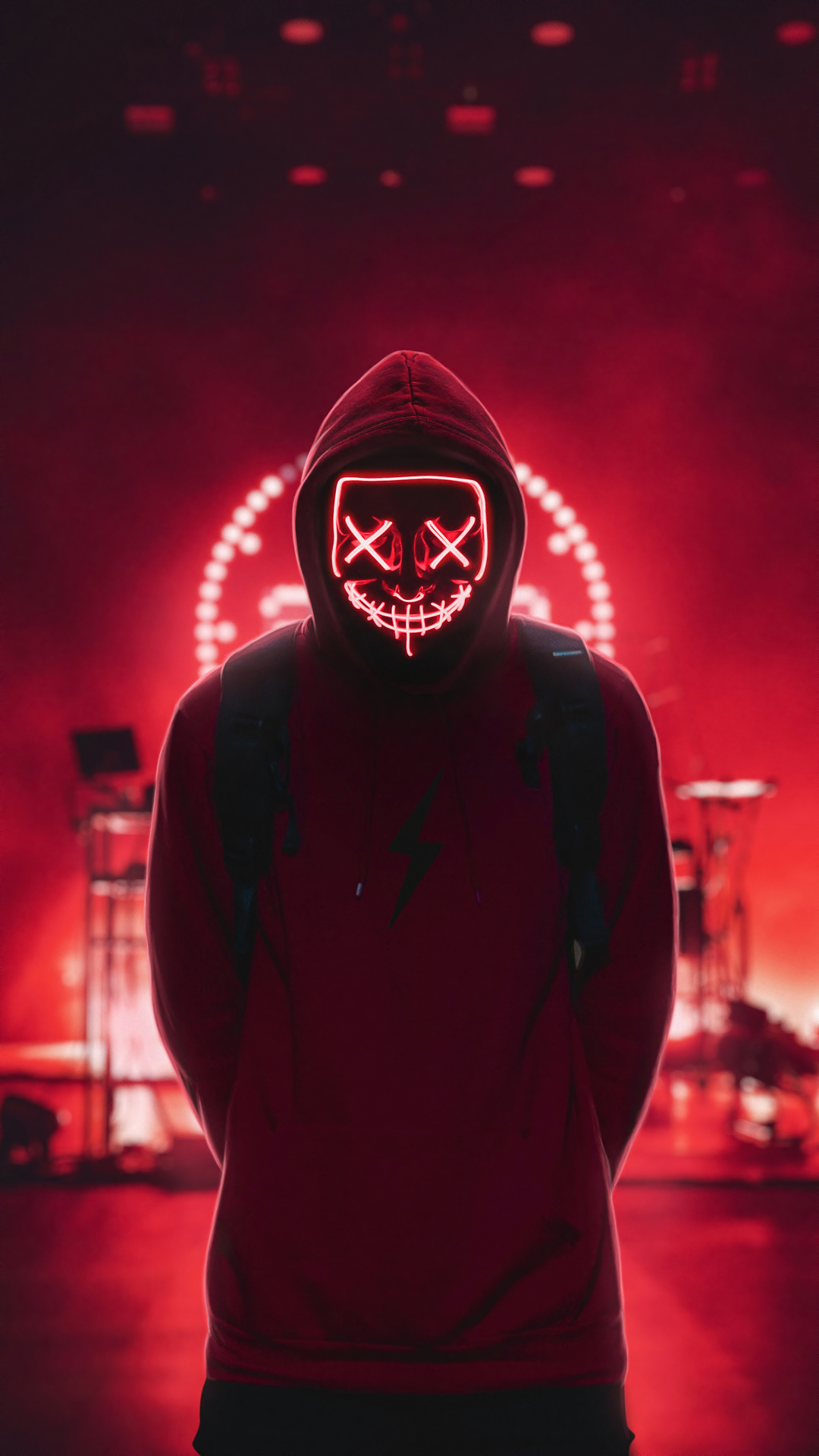 1080x1920 hoodie, anonymus, photography, hd, neon for iPhone 8 wallpaper
