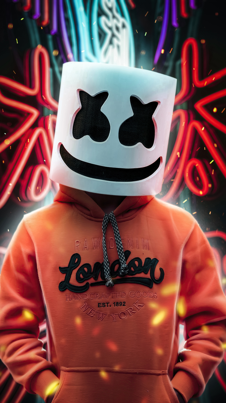 Marshmello Orange Hoodie 4k iPhone iPhone 6S, iPhone 7 HD 4k Wallpaper, Image, Background, Photo and Picture