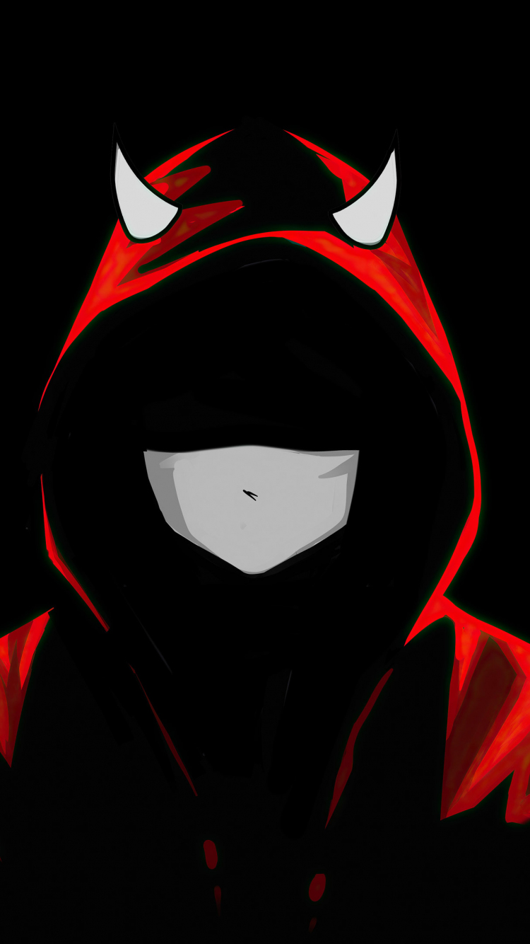 Download 750x1334 wallpaper devil boy in mask, red hoodie, dark, iphone iphone 750x1334 HD image, background, 25947