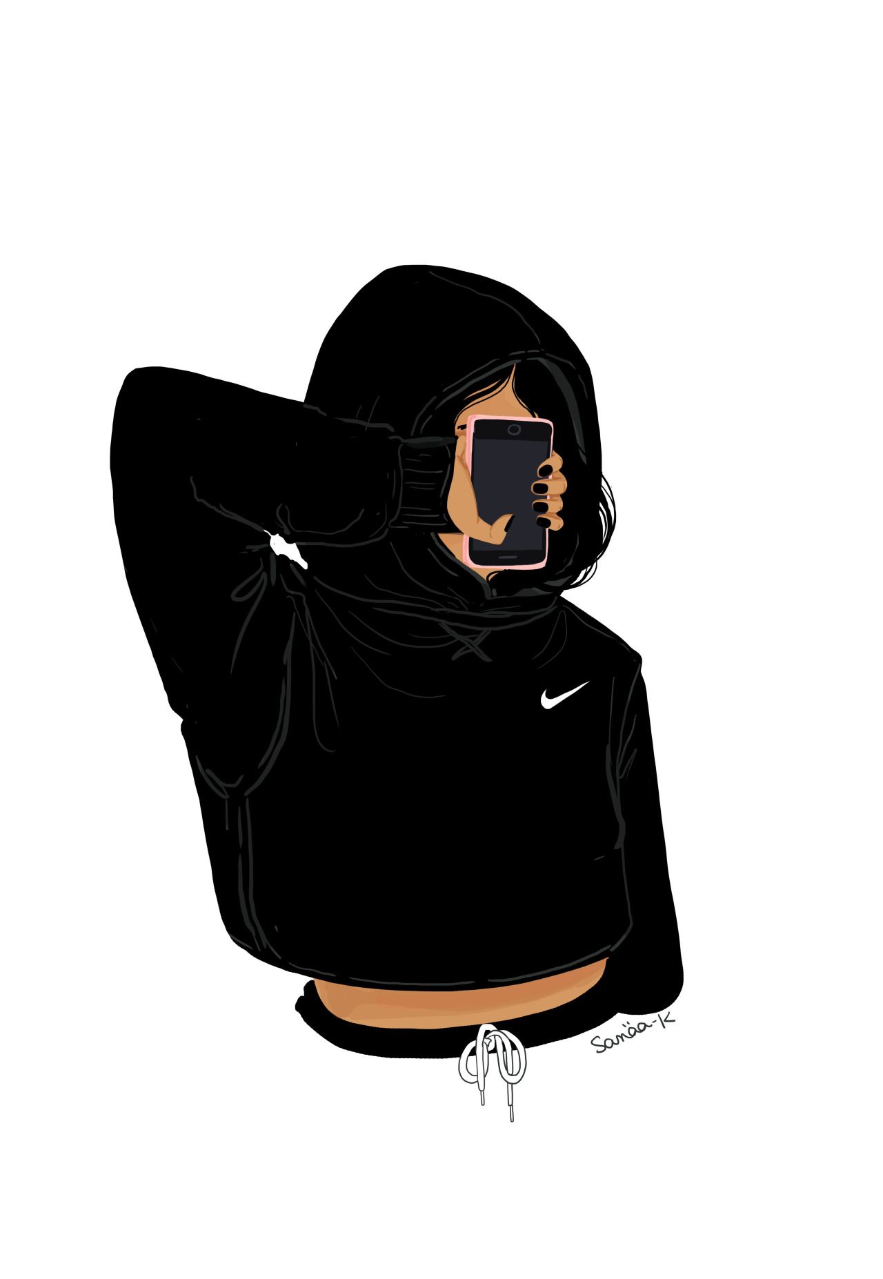 iPhone Drawing With A Hoodie HD Wallpaper