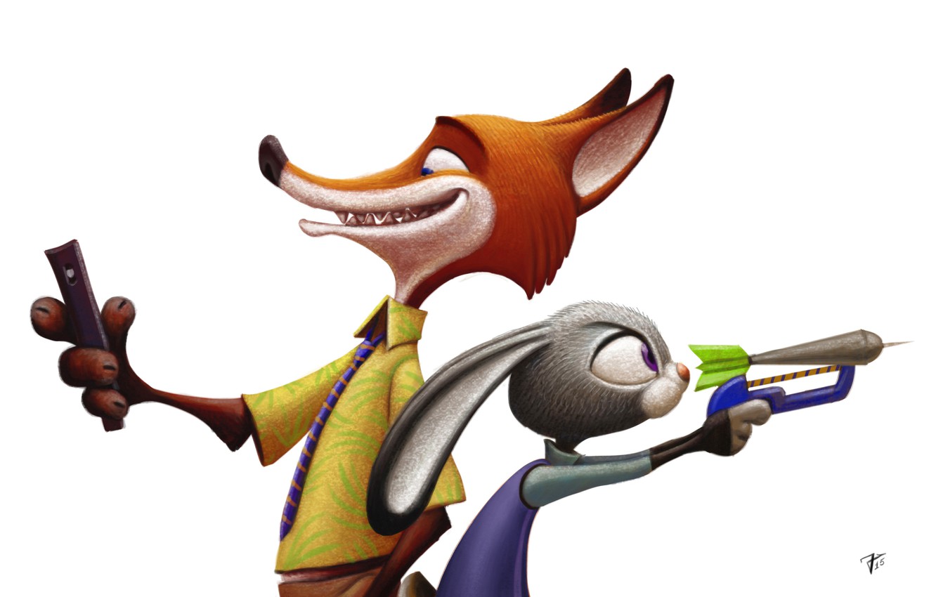 Wallpaper Fox, Cartoon, 2016, Zootopia, Zeropolis, Judy., Nick Wilde, Nick Wild, Judy Hops, Zaychiha image for desktop, section фильмы