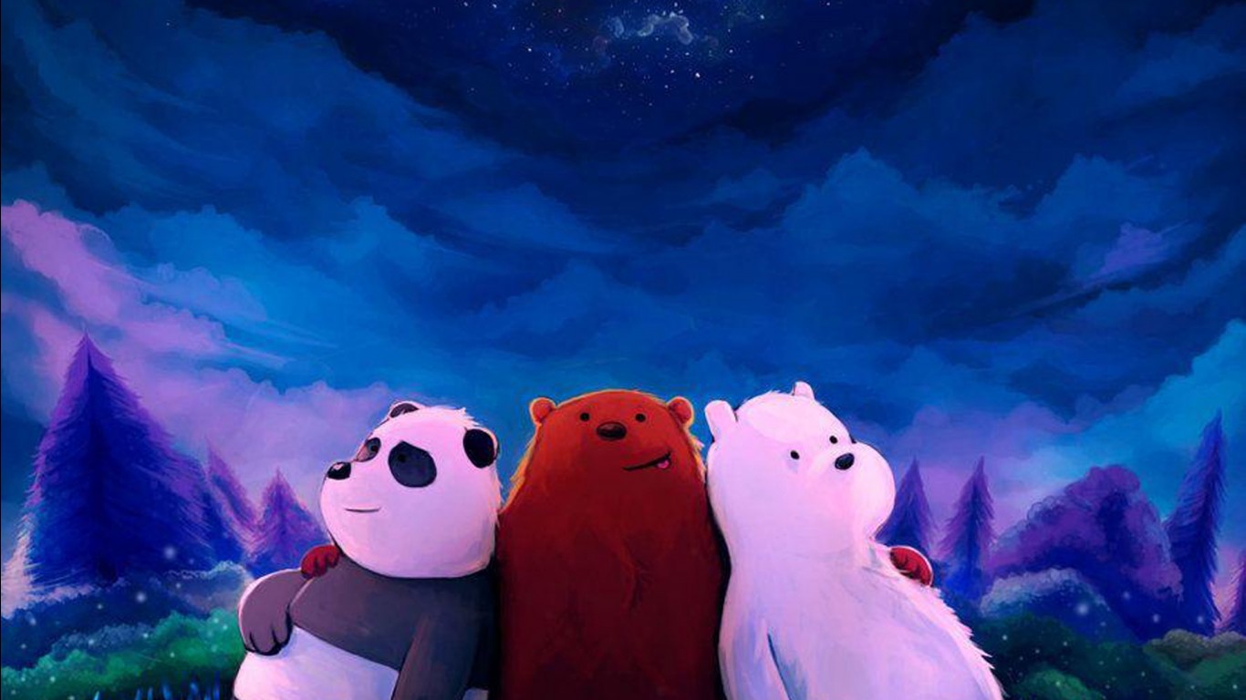 Bears In Colorful Scenery Background HD We Bare Bears Wallpaper