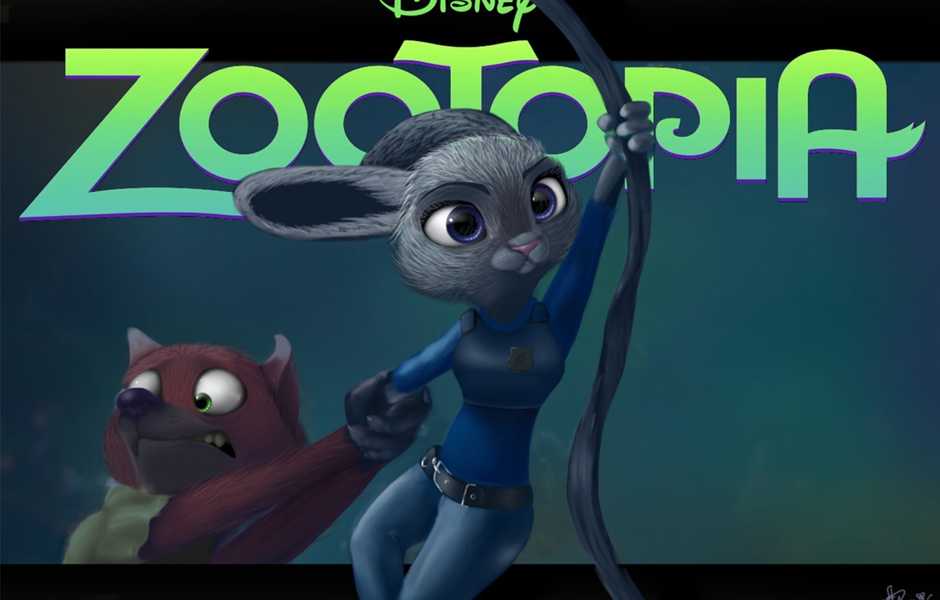 Photo Wallpaper Cartoon, Art, Disney, Nick Wild, Zootopia, Wilde Y Judy Hopps HD Wallpaper