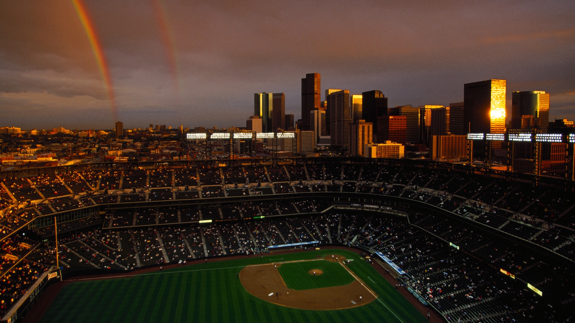 Download 1920x1080 HD Wallpaper baseball stadium rainbow denver giant, Desktop Background HD