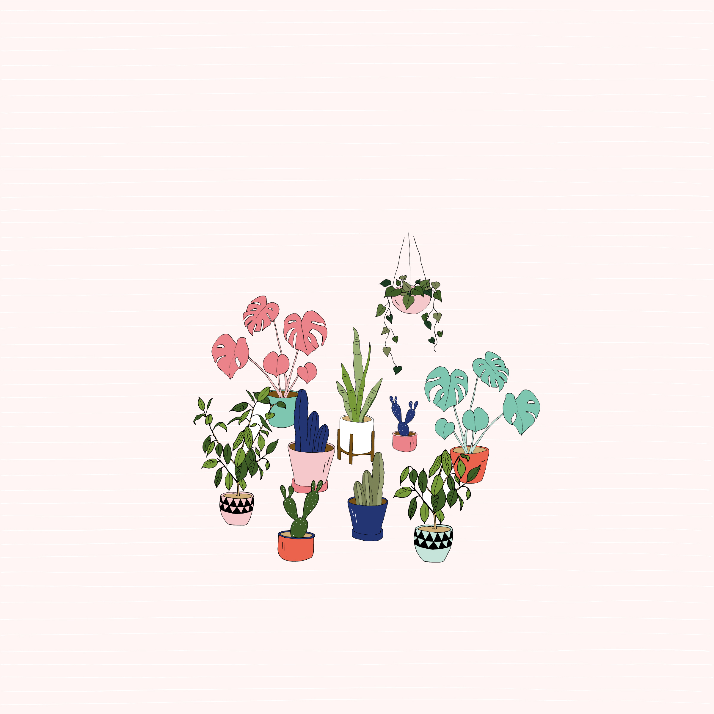 Urban jungle pot plant desktop wallpaper