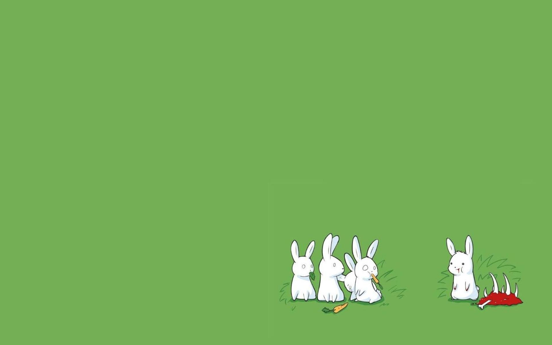 bunnies, Minimalistic, Drawings, Simple, Background, Simple, Green, Background Wallpaper HD / Desktop and Mobile Background