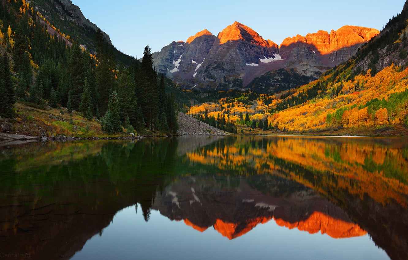 Photo Wallpaper Autumn, Mountains, Lake, Reflection, Bells Colorado HD Wallpaper