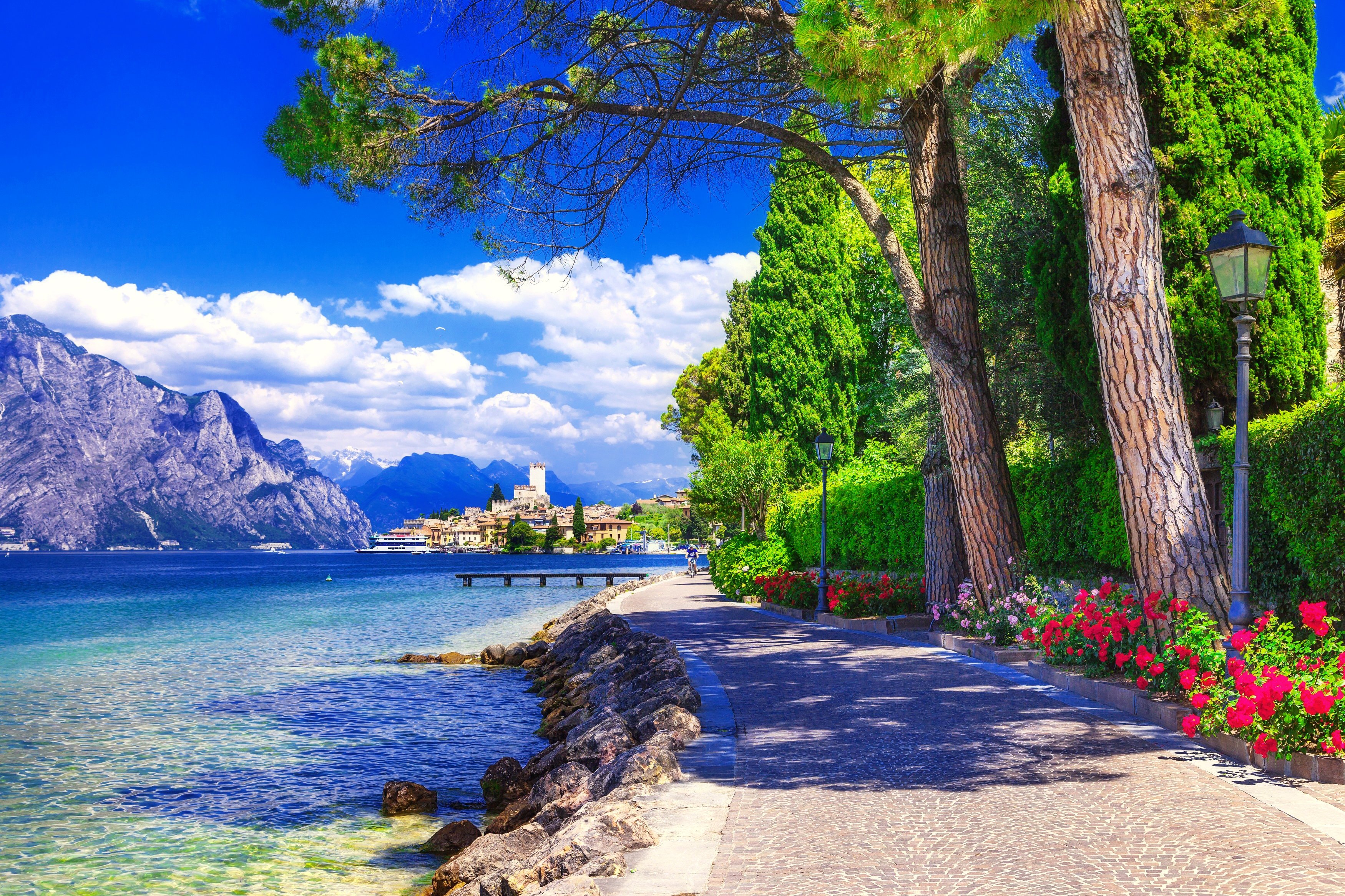 lake, Mountain, Summer, Beauty, Tree, Landscape, Sky, Cloud, Flower Wallpaper HD / Desktop and Mobile Background