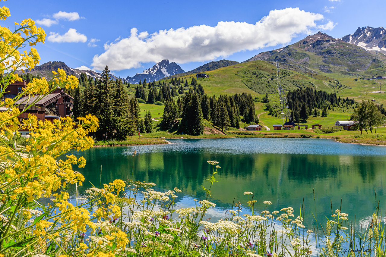 Photo Alps France Savoie Nature Summer Mountains Lake Clouds