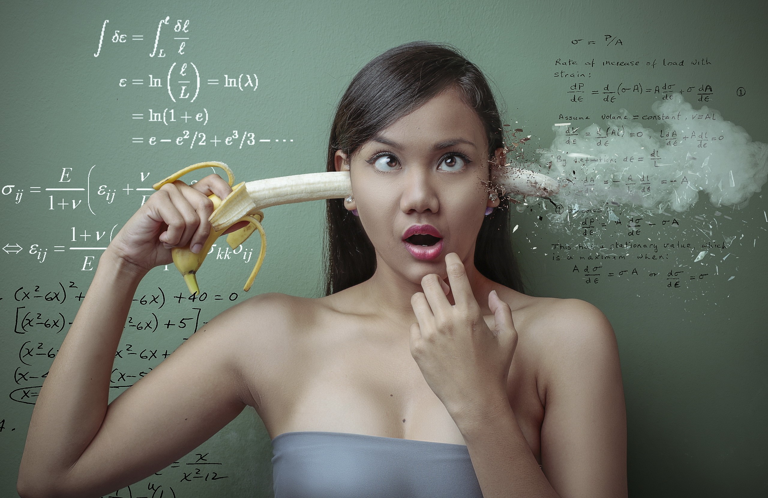 women, Asian, Model, Rolling Eyes, Humor, Bananas, Suicide, Mathematics, Formula Wallpaper HD / Desktop and Mobile Background