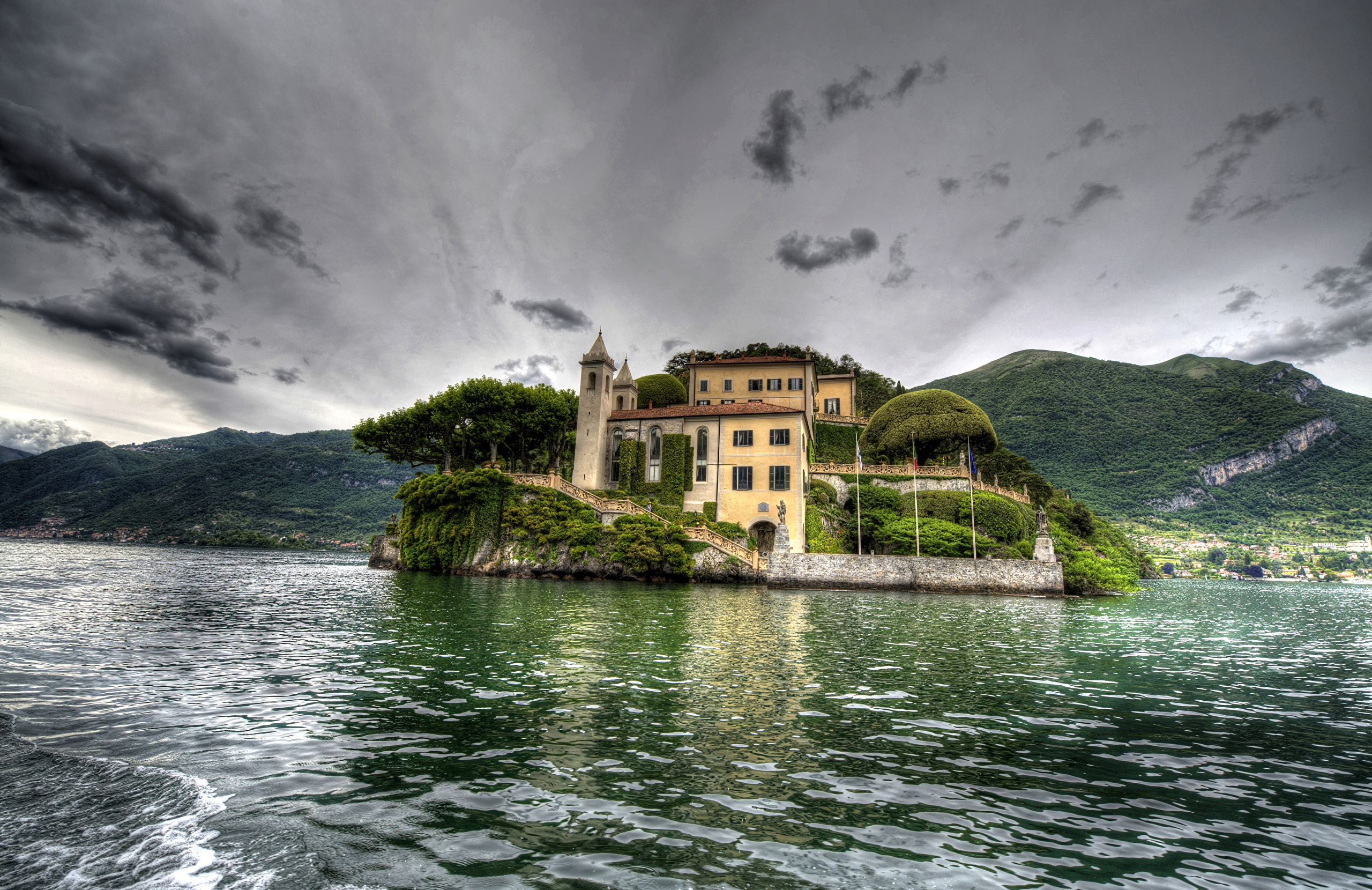 Photos Italy Lenno HDR Mountains Lake Cities Building 2560x1660