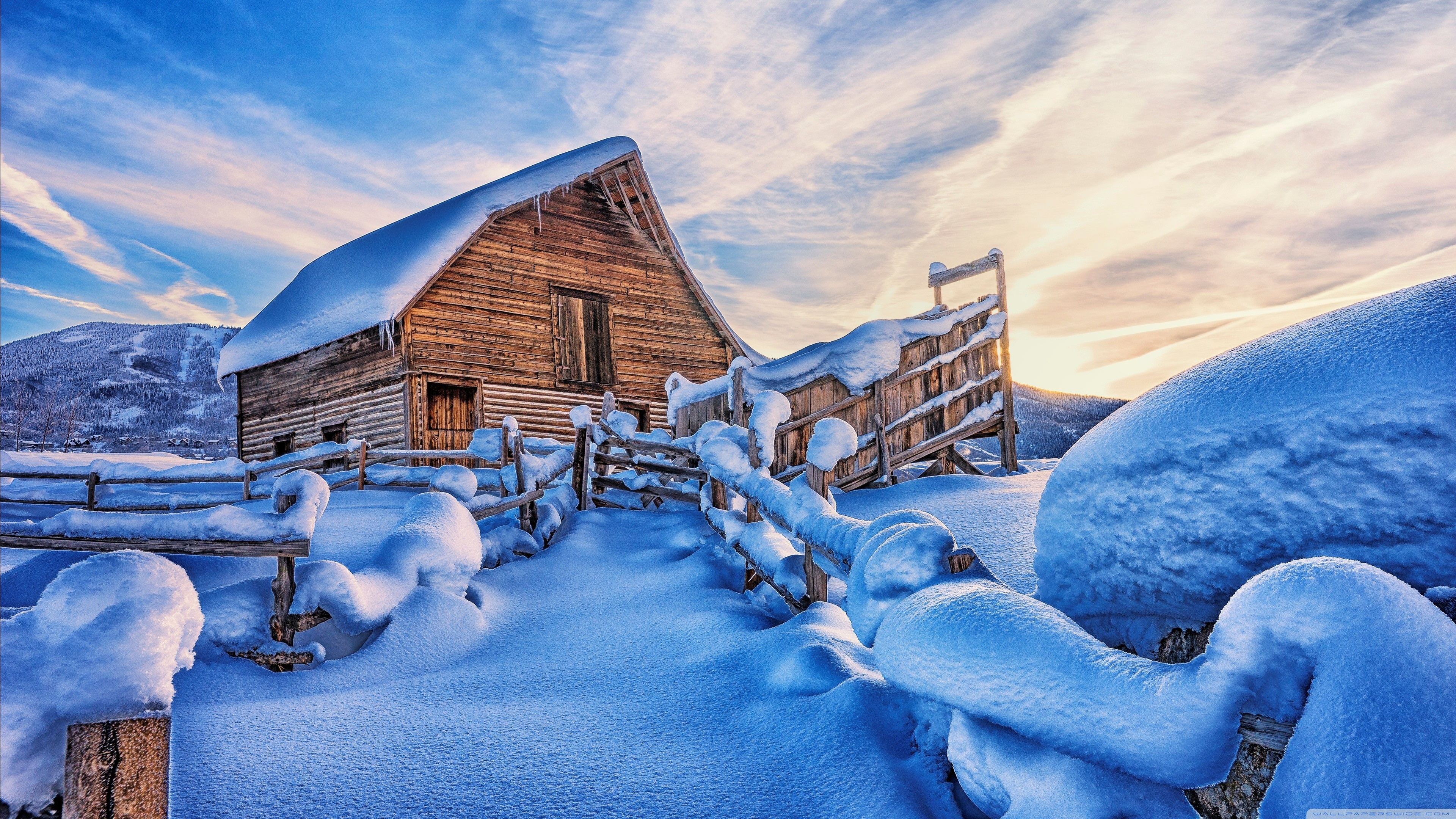 24++ Winter Cottage Wallpaper 4k