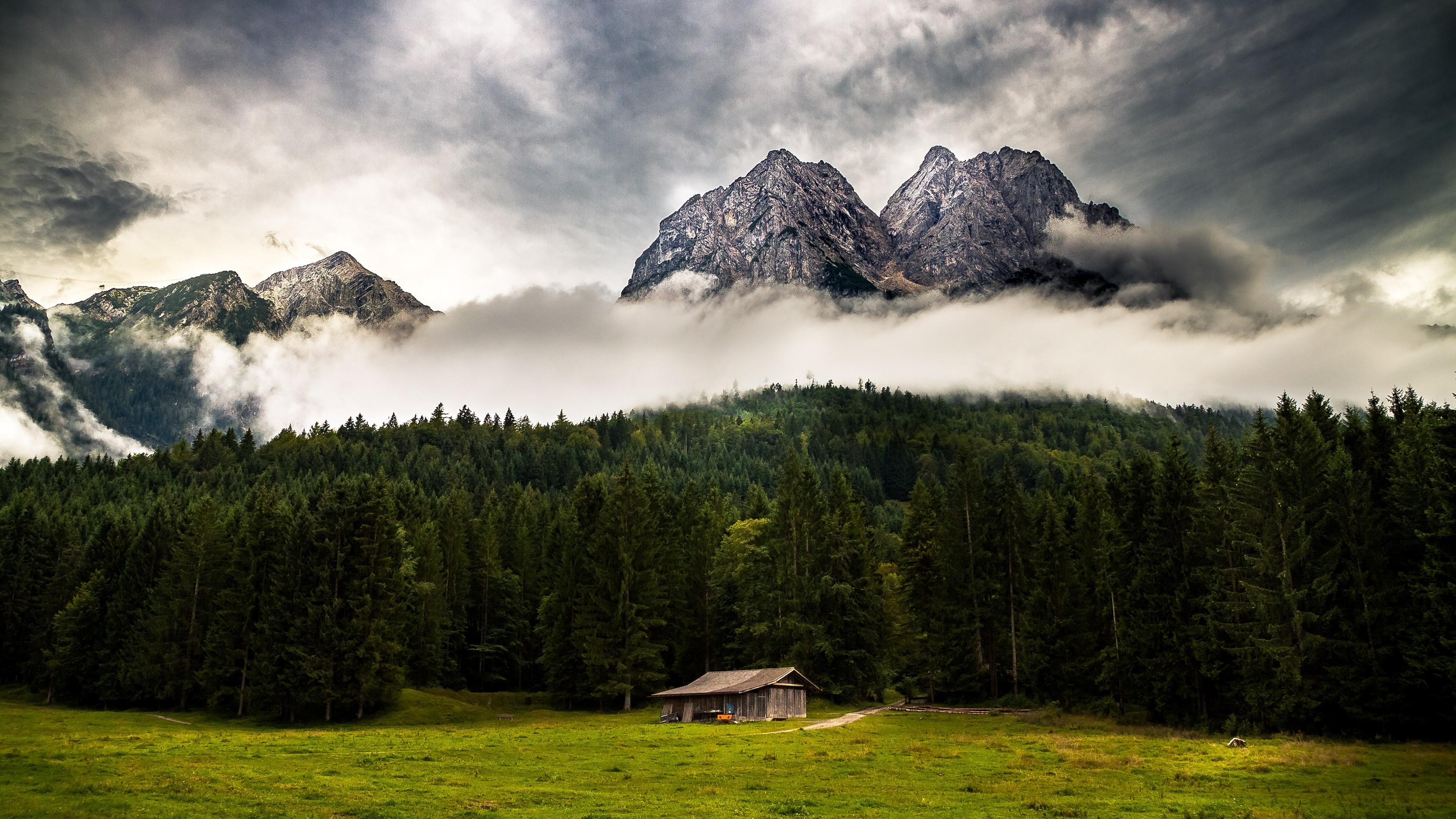 Cabin in the Mountains 4k Ultra HD Wallpaper