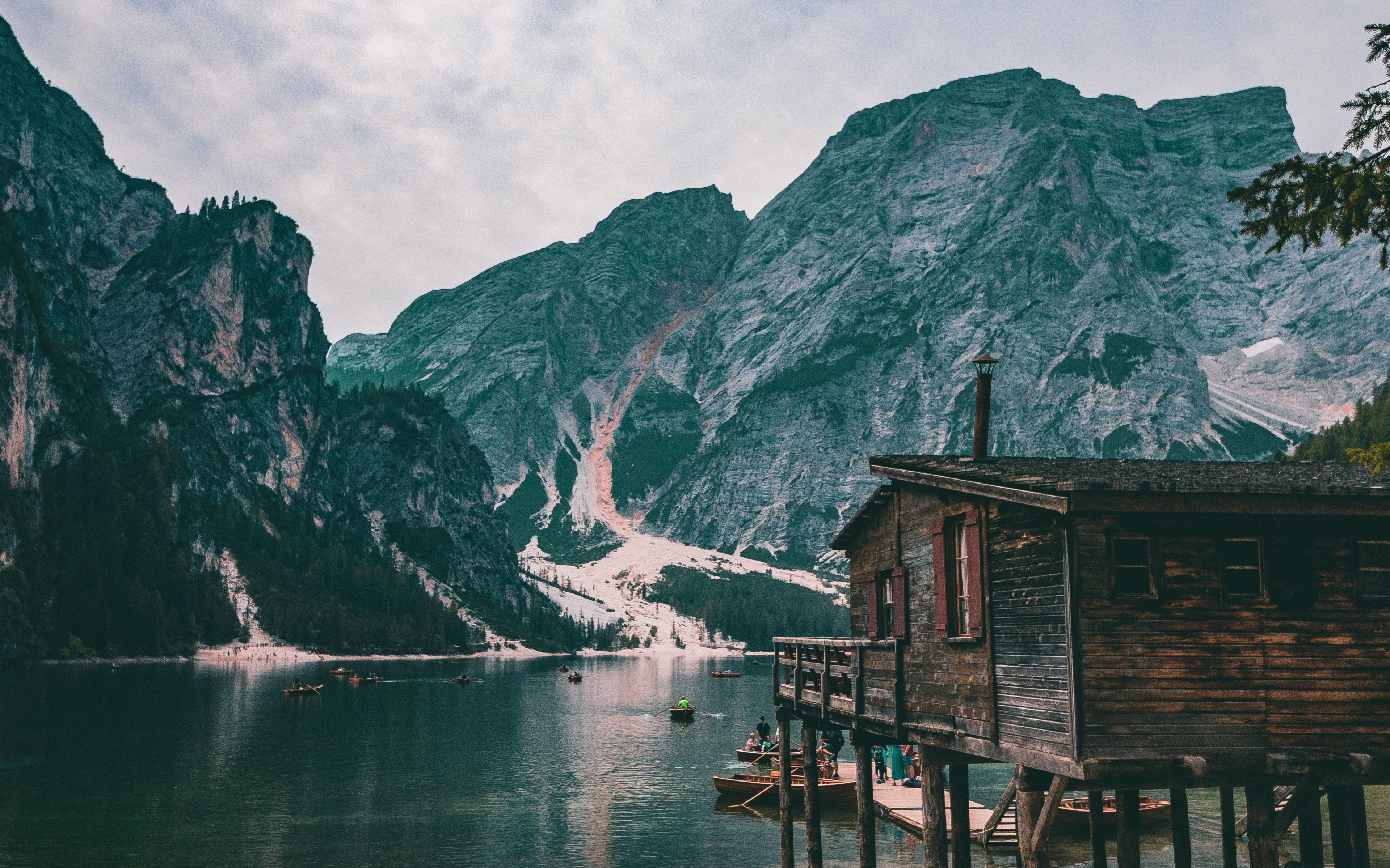 Download 3840x2400 wallpaper lake and mountains, nature, cottage, 4k, ultra HD 16:10, widescreen, 3840x2400 HD image, background, 22648