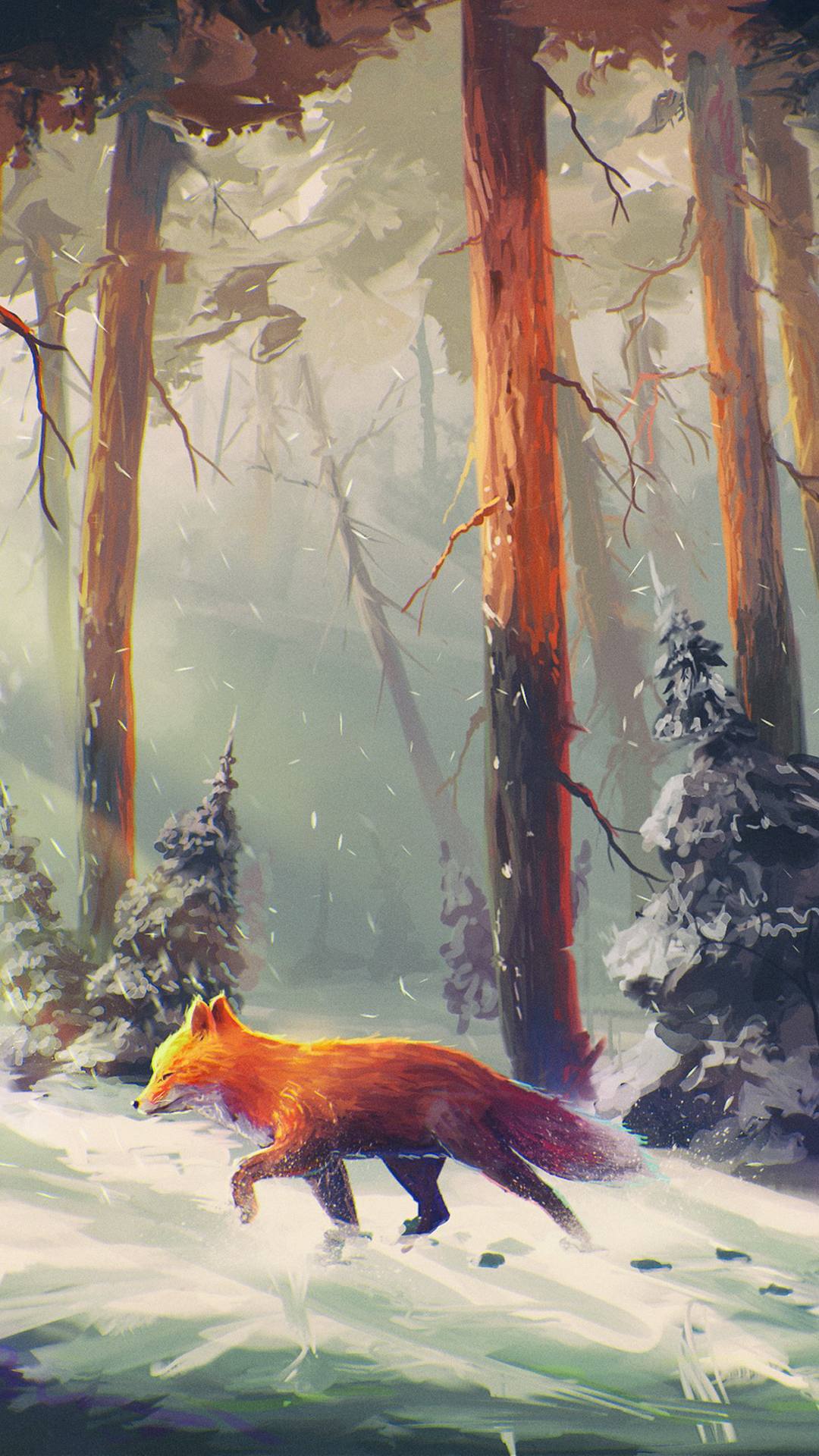Fox In Forest Drawing HD Wallpaper