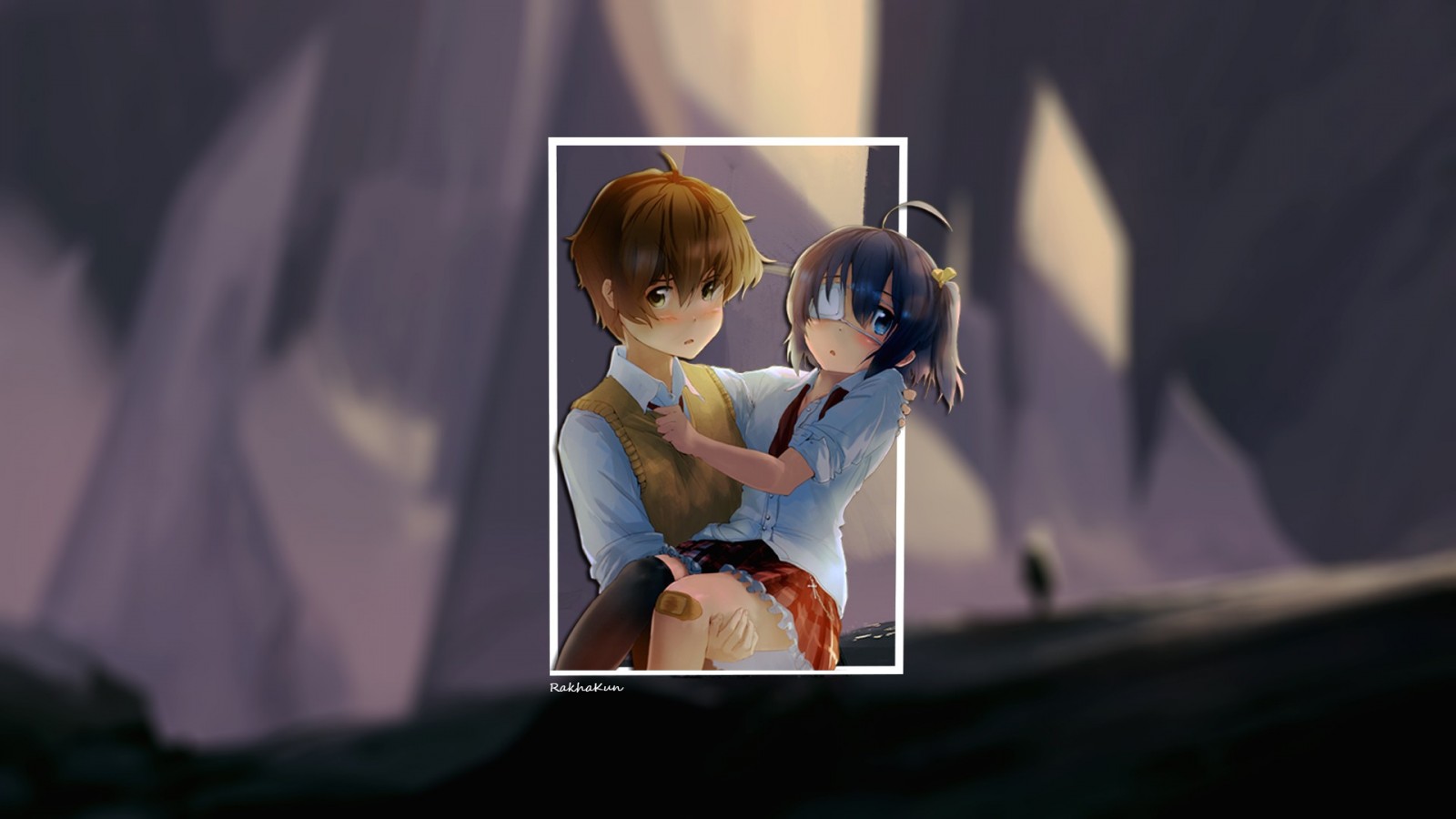 landscape, anime, anime girls, anime boys, Chuunibyou demo Koi ga Shitai, Togashi Yuuta, Takanashi Rikka, screenshot, computer wallpaper. Mocah HD Wallpaper