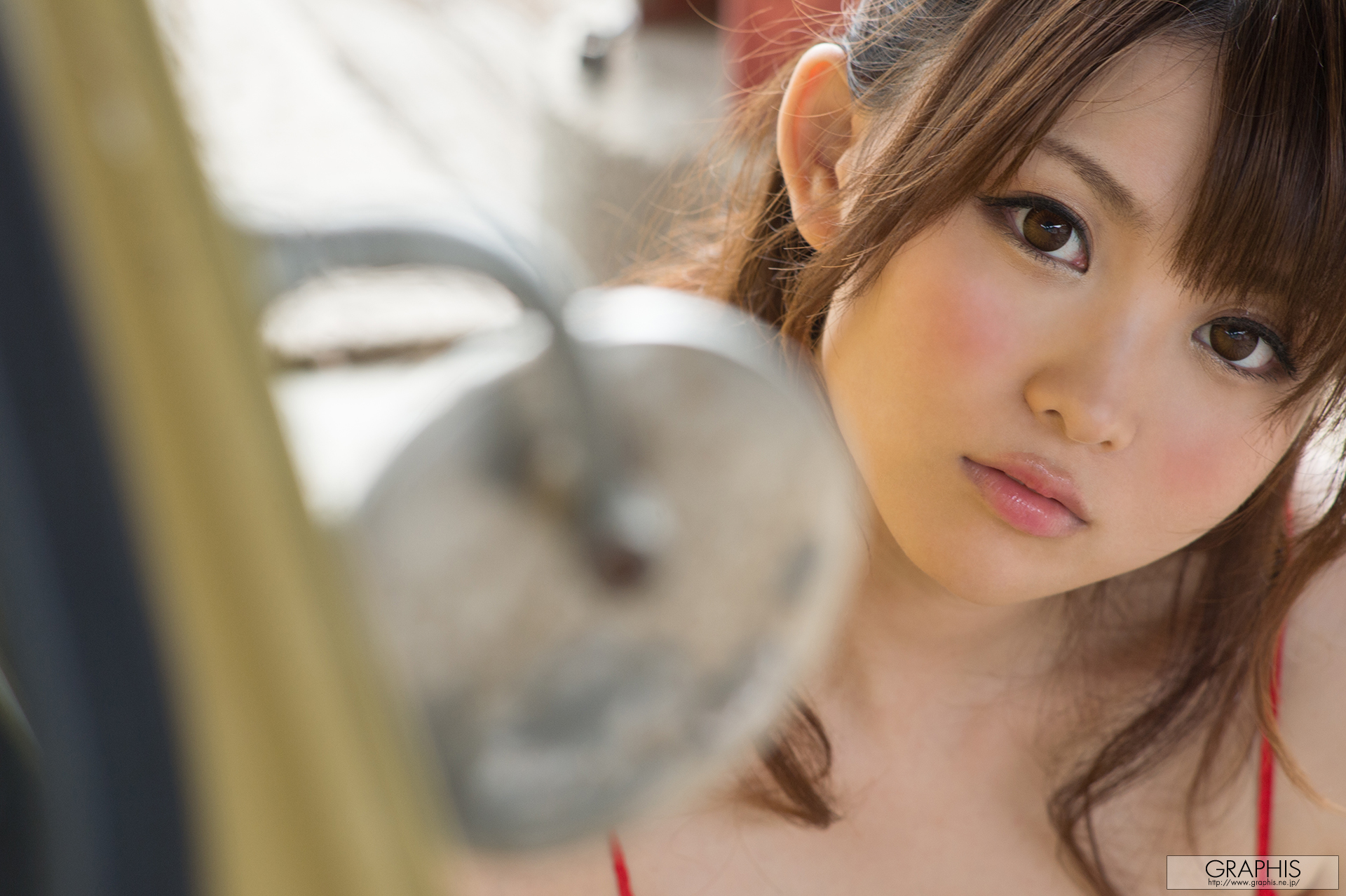 #Asian, #bangs, #depth of field, #big eye contact lenses, #brunette, #looking at viewer, #face, #portrait, #long hair, #women, #Japanese women, #brown eyes, #model, #graphis.ne, #Rui Hizuki, wallpaper. Mocah HD Wallpaper