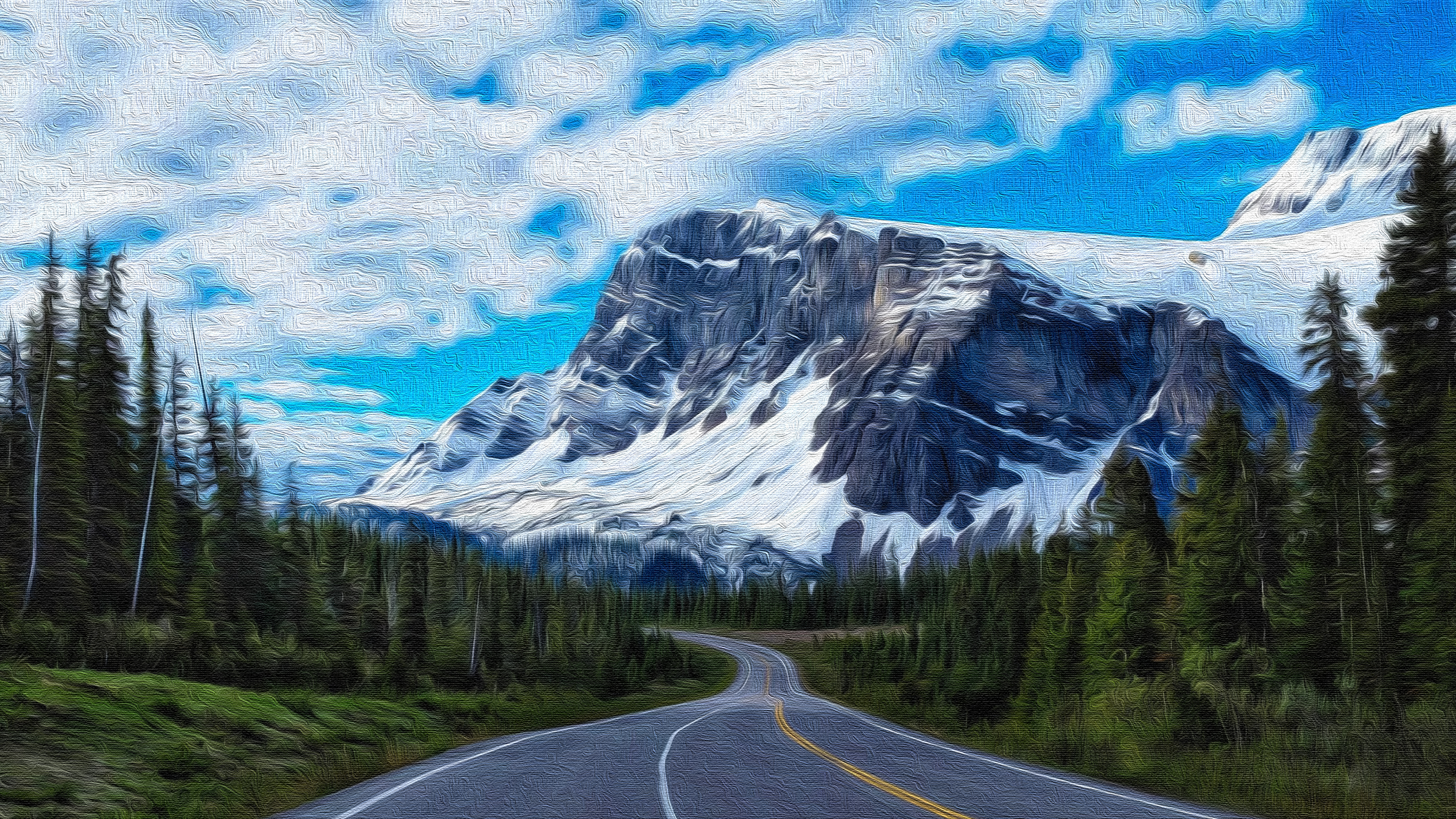 3840x2160 Road, Artistic, Mountain wallpaper JPG