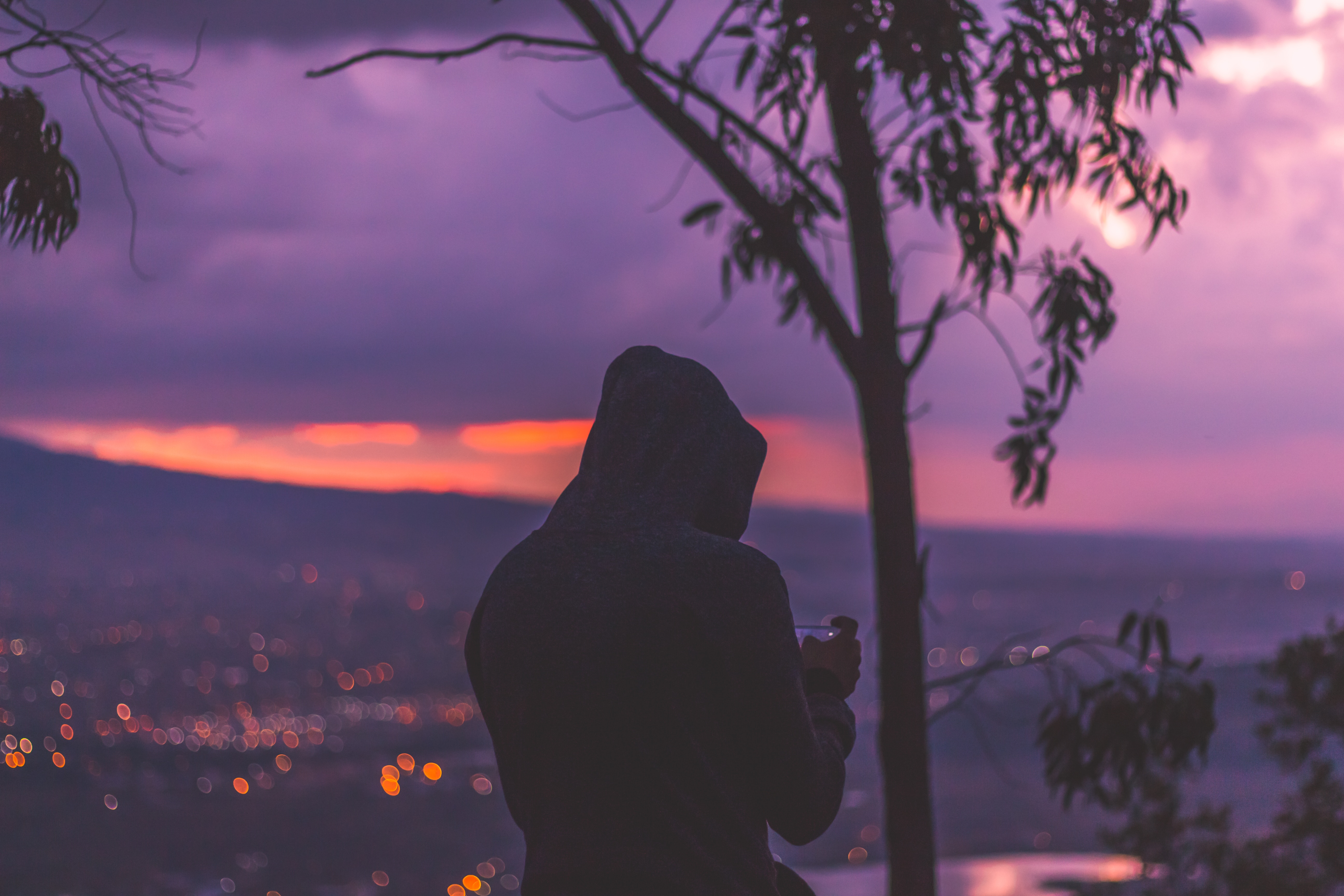 Person In Hoodie Dark Evening Silhouette 5k 2048x1152 Resolution HD 4k Wallpaper, Image, Background, Photo and Picture