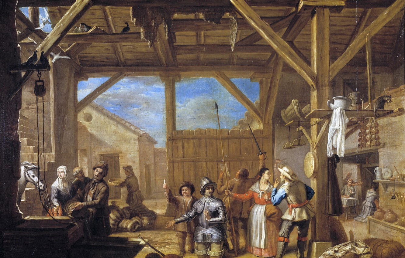 Wallpaper picture, genre, Valero Iriarte, Dedication to don Quixote in the Knights image for desktop, section живопись