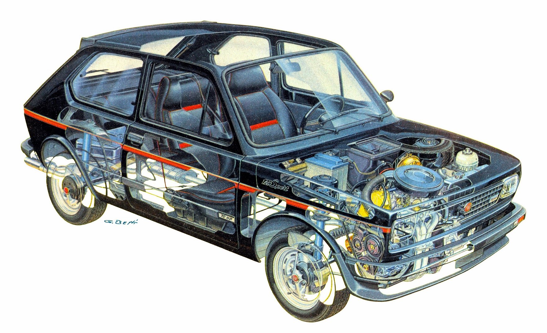 1979, Fiat, 127, Sport, Cars, Technical, Cutaway Wallpaper HD / Desktop and Mobile Background