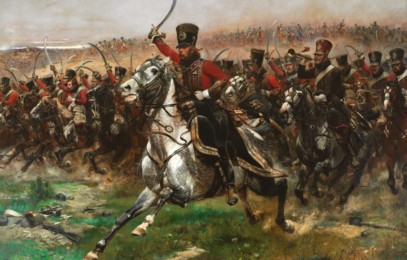 Wallpaper Art, Painting, Cavalry, Charge, Hussars of the Napoleonic Wars, Hussars image for desktop, section живопись