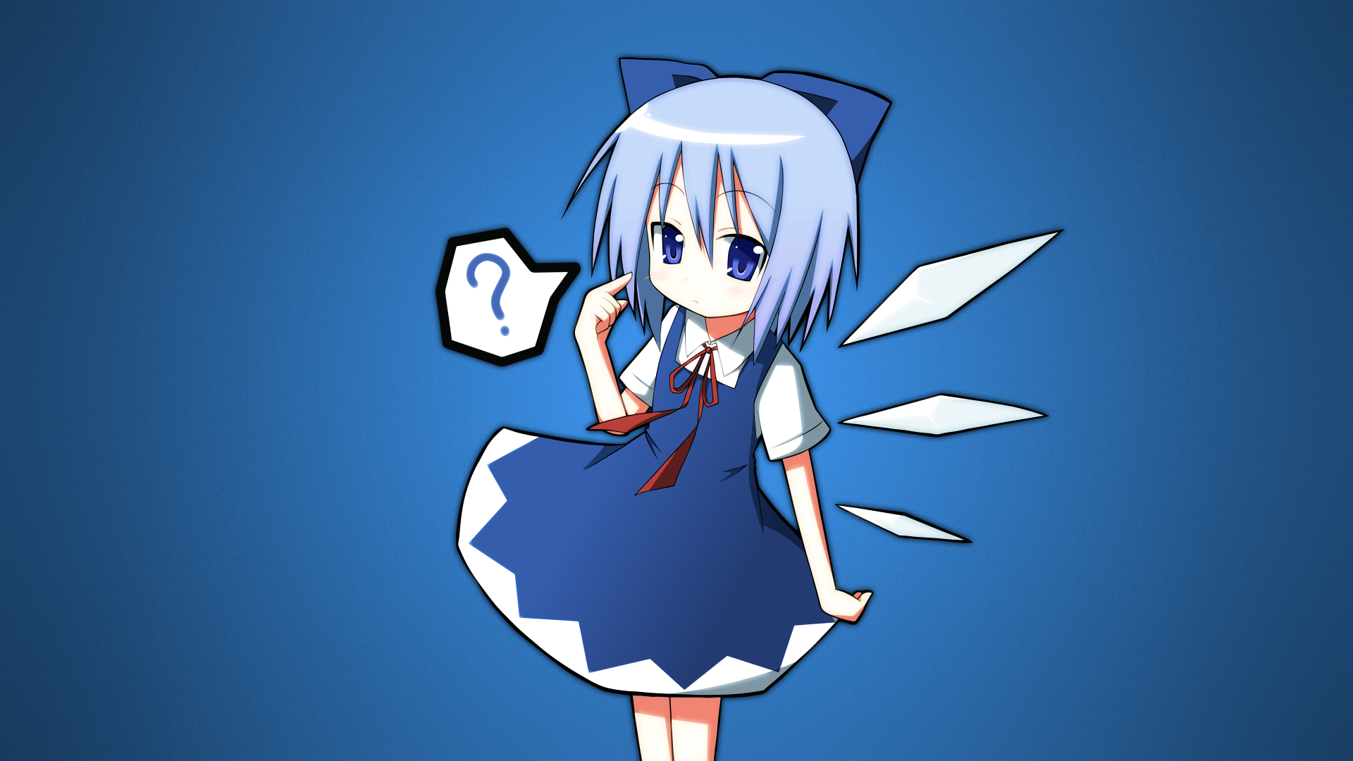 Wallpaper, Touhou, Cirno, simple, anime girls, blue background 1920x1080