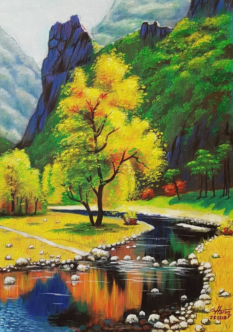 Colourful landscape Painting. Beautiful landscape paintings, Colorful landscape, Beautiful landscape wallpaper