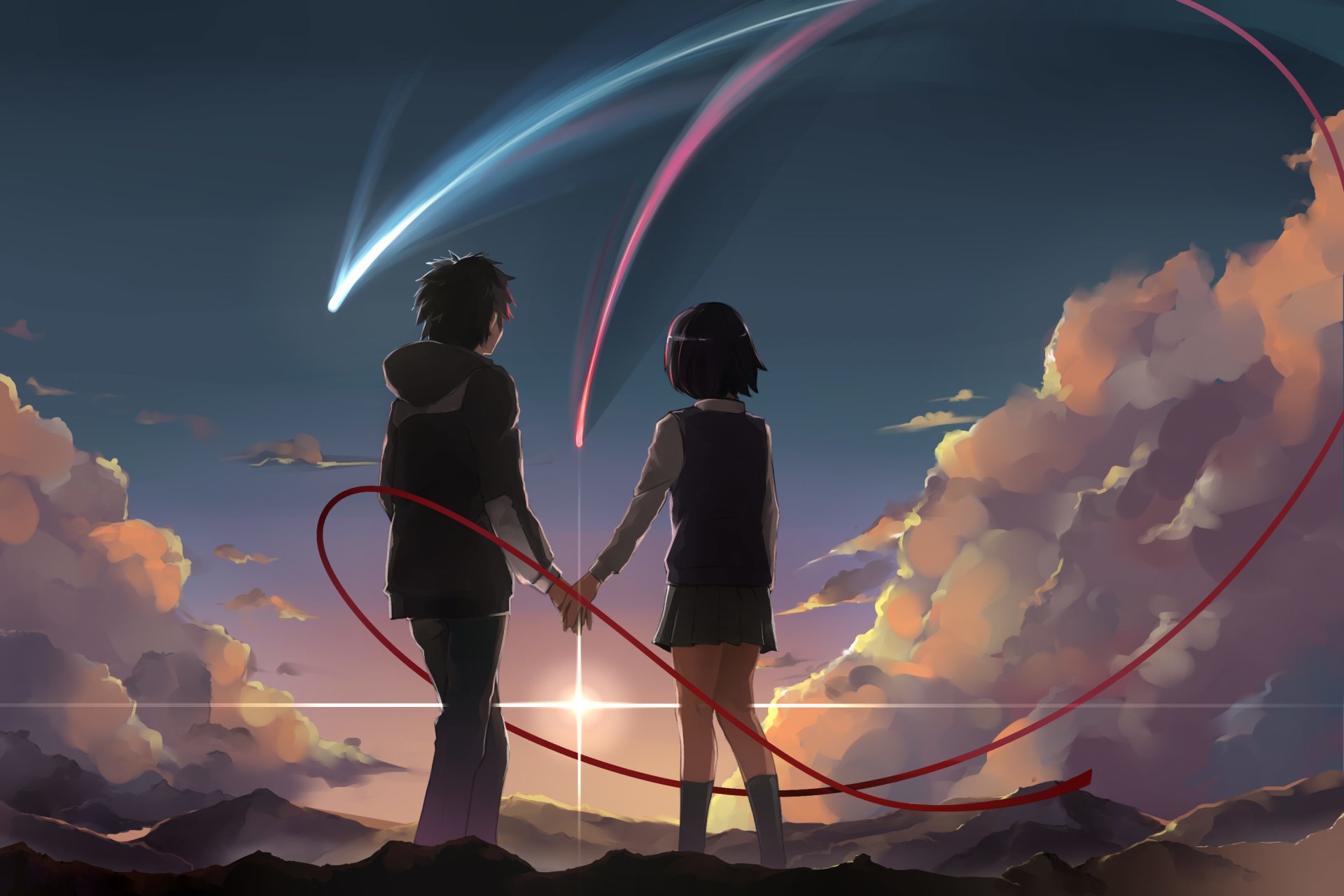 Title Anime Your Name No Na Wa Red String HD Wallpaper
