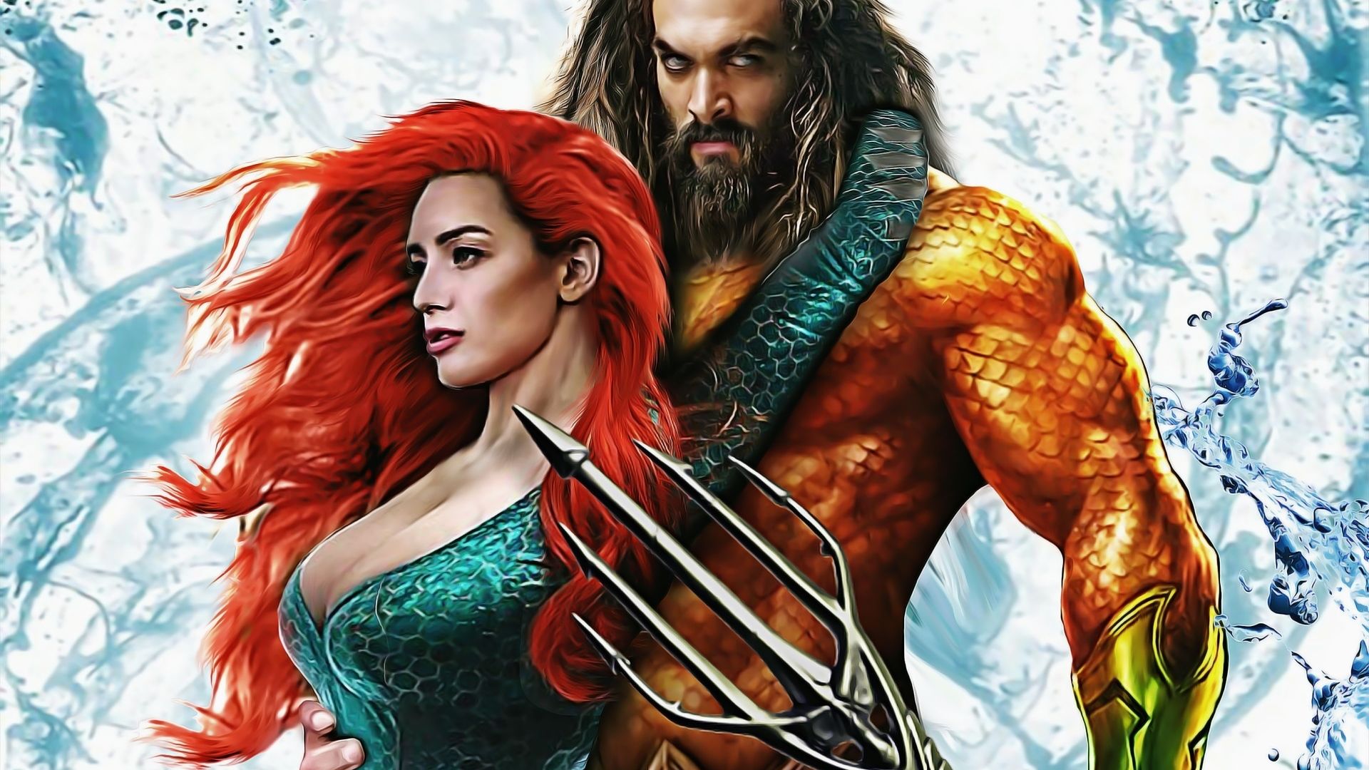 Desktop wallpaper aquaman, amber heard, jason momoa, art, movie, HD image, picture, background, 9ef083
