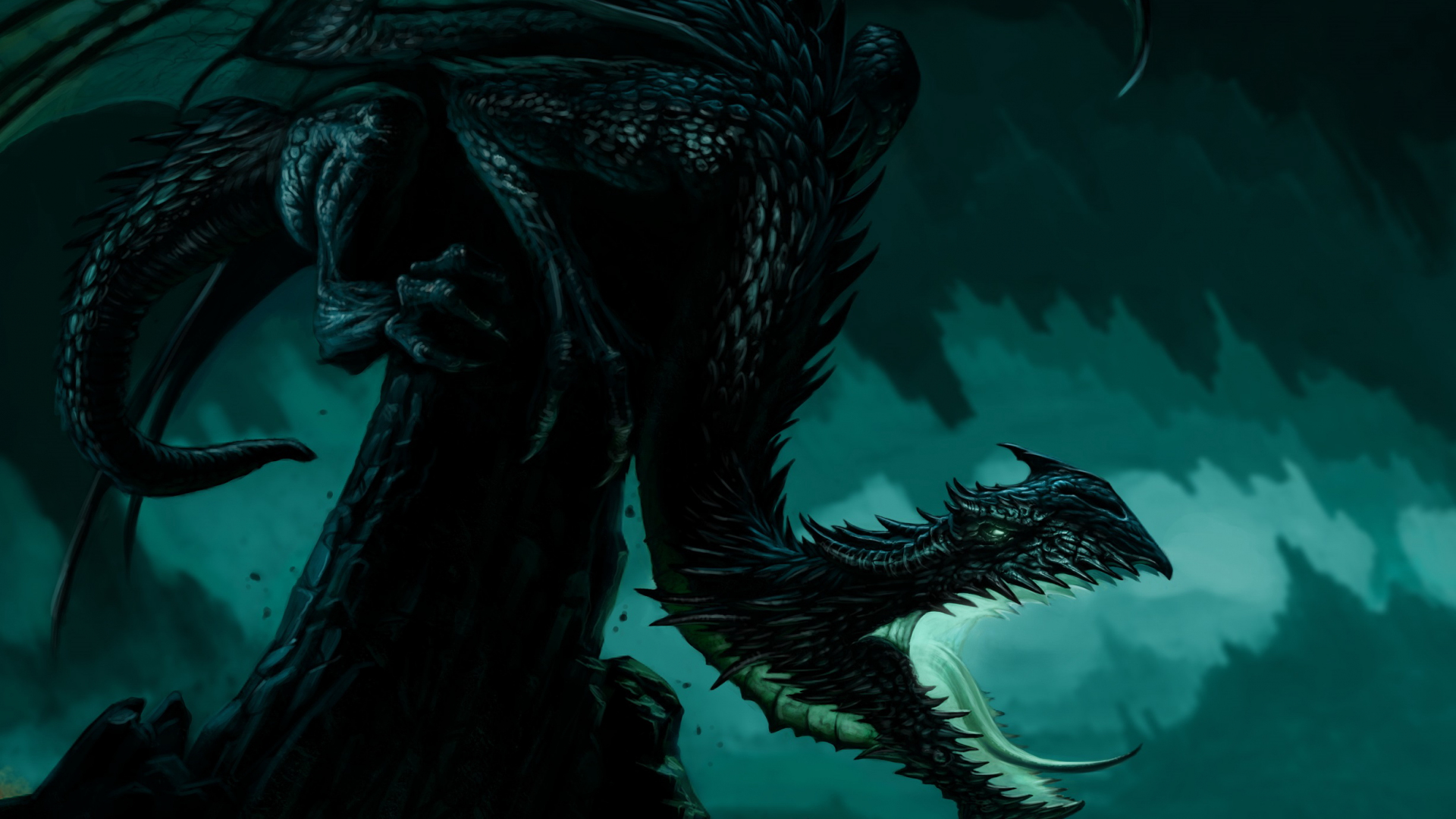 Desktop Wallpaper Black Dragon, Fantasy, HD Image, Picture, Background, 2z1wf7