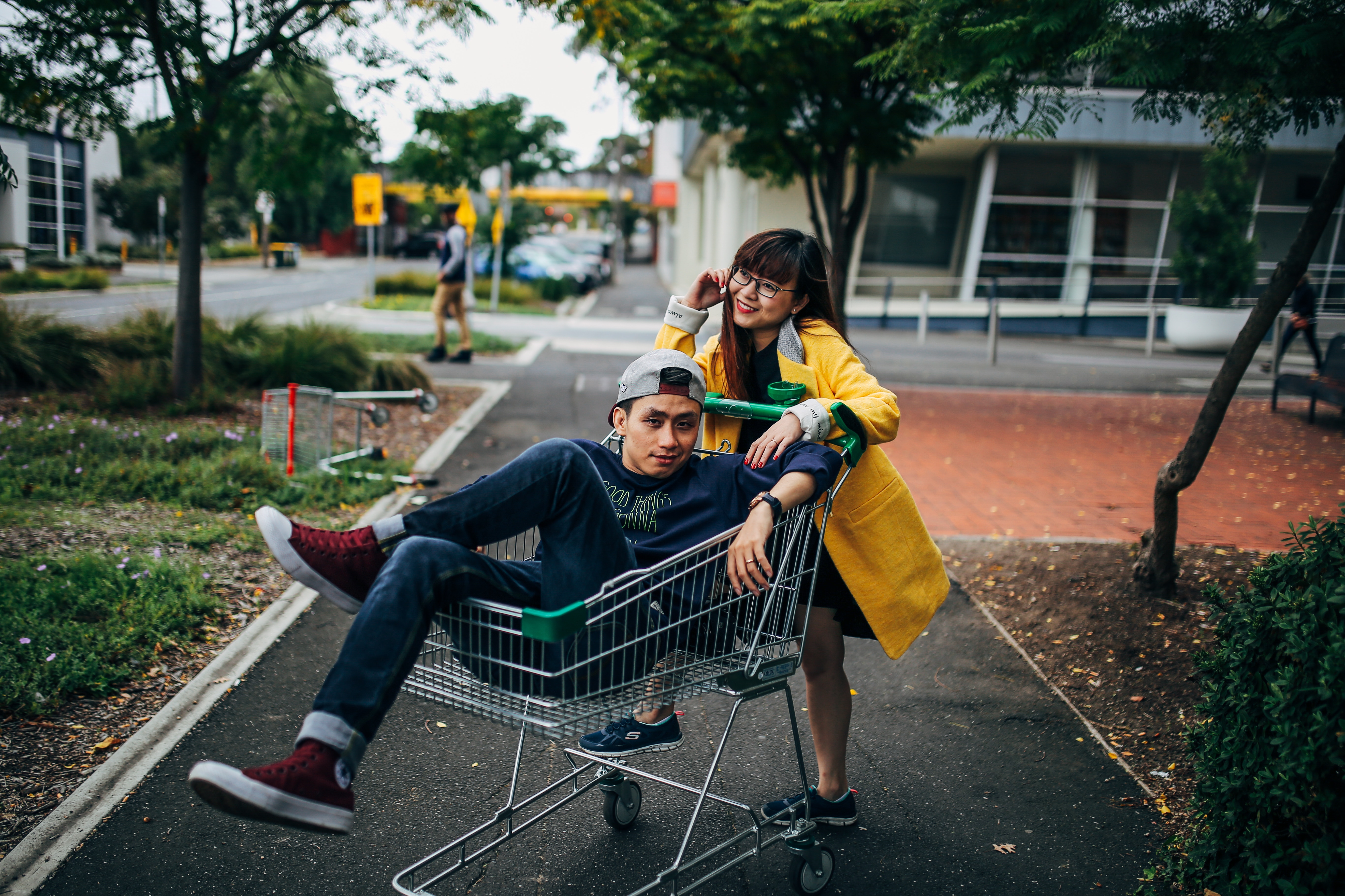 5472x3648 #female, #blur, #asian, #street, #hat, #man, #woman, #couple, #pose, #city, #Free , #male, #asian couple, #friend, # sitting, #together, #urban, #love, #shopping cart, #bokeh, #pushing. Mocah HD Wallpaper