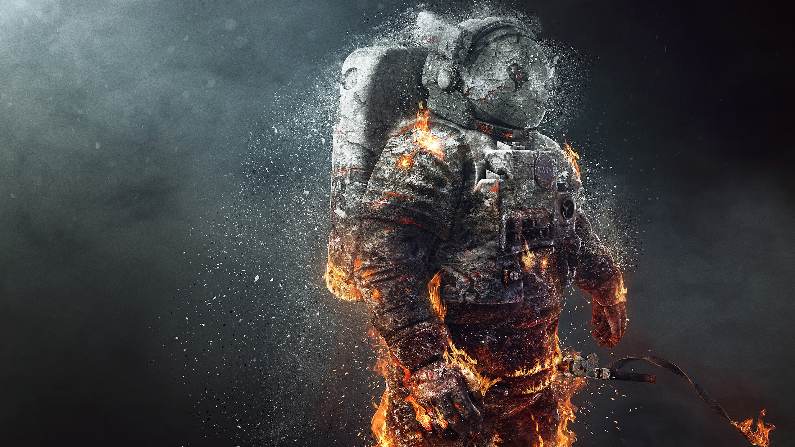 NASA Astronaut Burning 4K Wallpaper