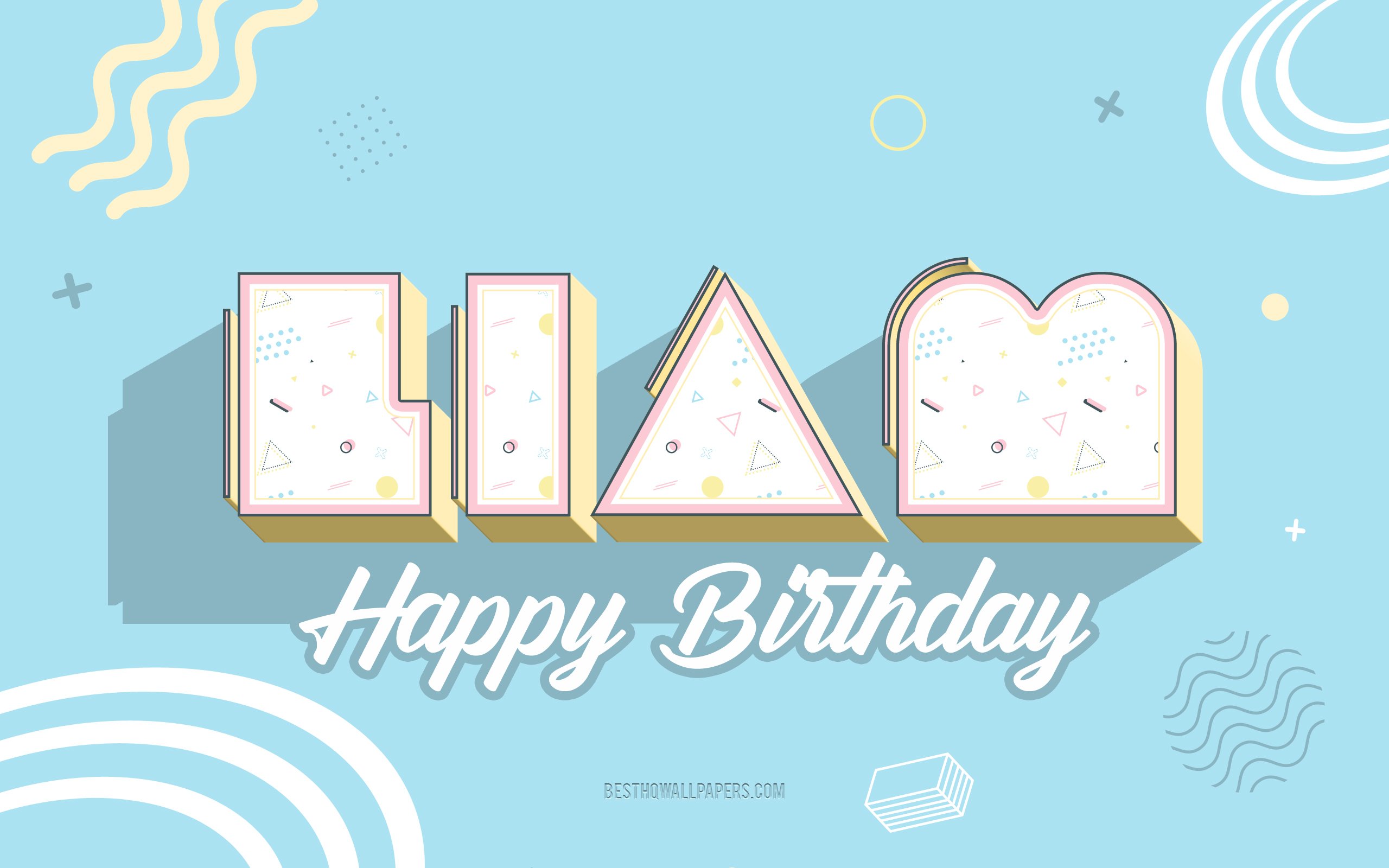 Download wallpaper Happy Birthday Liam, Blue Birthday 3D Background, Liam, Blue Background, Happy Liam birthday, Liam Birthday for desktop with resolution 2560x1600. High Quality HD picture wallpaper