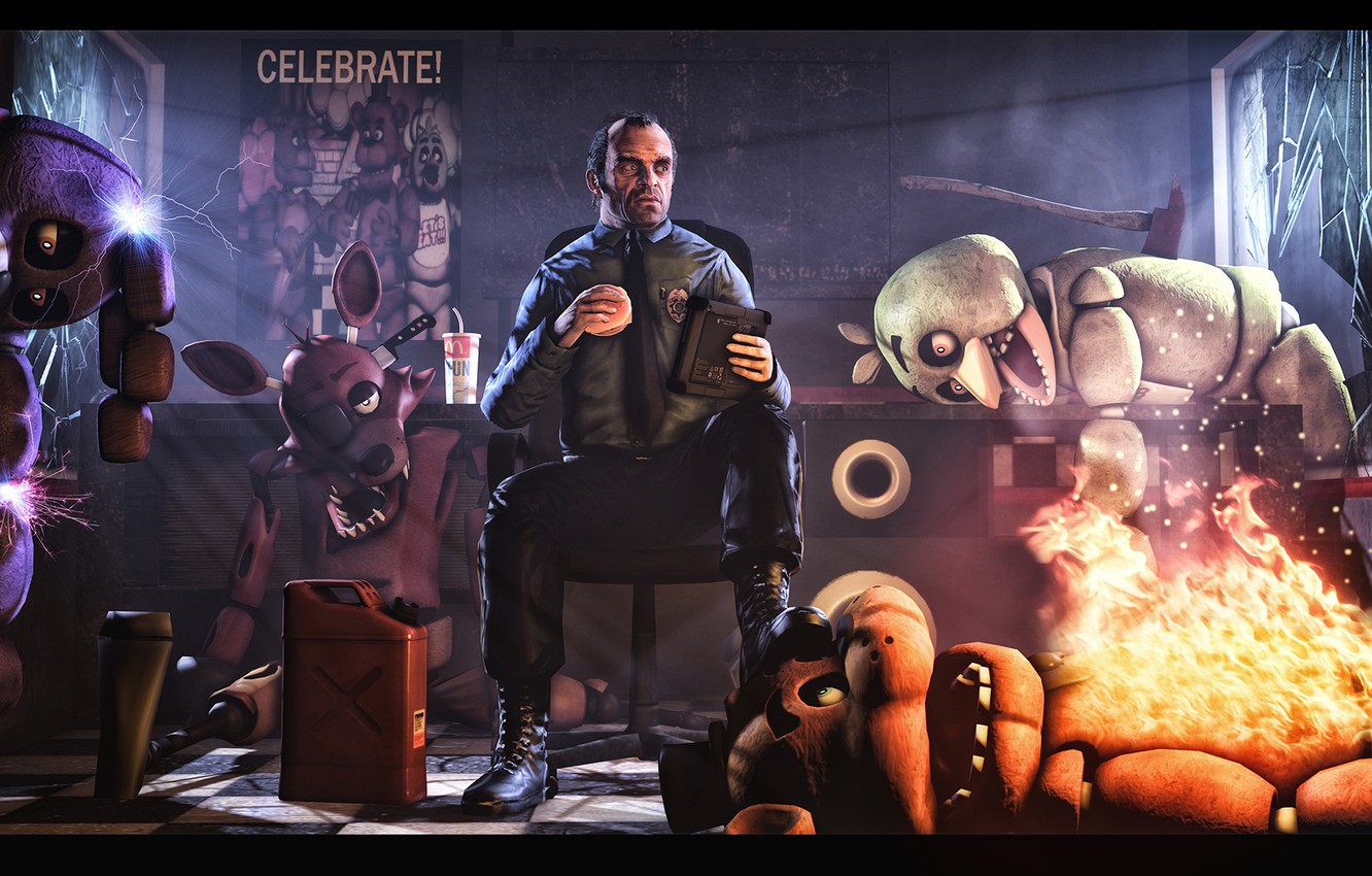 Wallpaper GTA, Grand Theft Auto, Trevor Phillips, Five Nights at Freddy's, Five nights with Trevor image for desktop, section игры