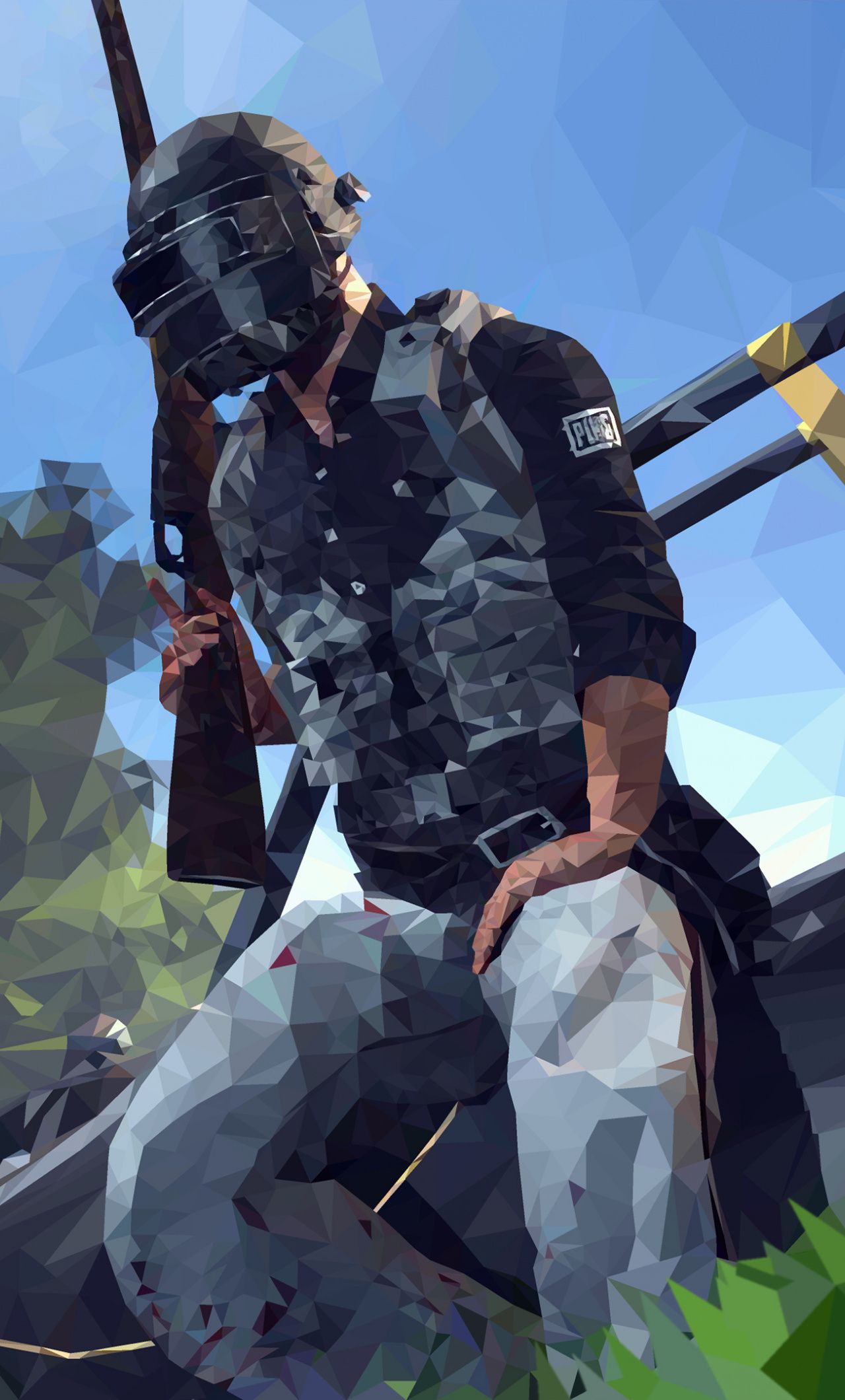 PUBG, video game, low poly, helmet guy, artwork, 1280x2120 wallpaper. Game wallpaper iphone, Android phone wallpaper, iPhone wallpaper