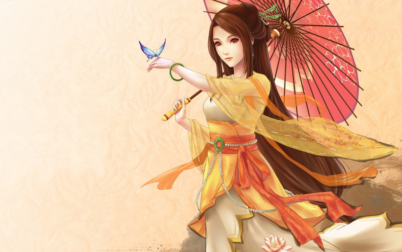 Japanese Woman & Butterfly wallpaper. Japanese Woman & Butterfly