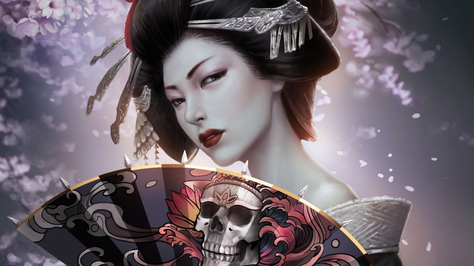 Free download Japanese Girl Geisha Skull Art HD Wallpaper Japanese Girl Geisha [1920x1200] for your Desktop, Mobile & Tablet. Explore Japanese Painting Wallpaper. Japanese Desktop Wallpaper, Japanese Wallpaper, Asian