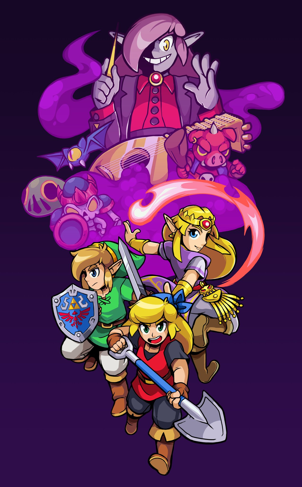 Cadence of Hyrule. Character design, Box art, Zelda art