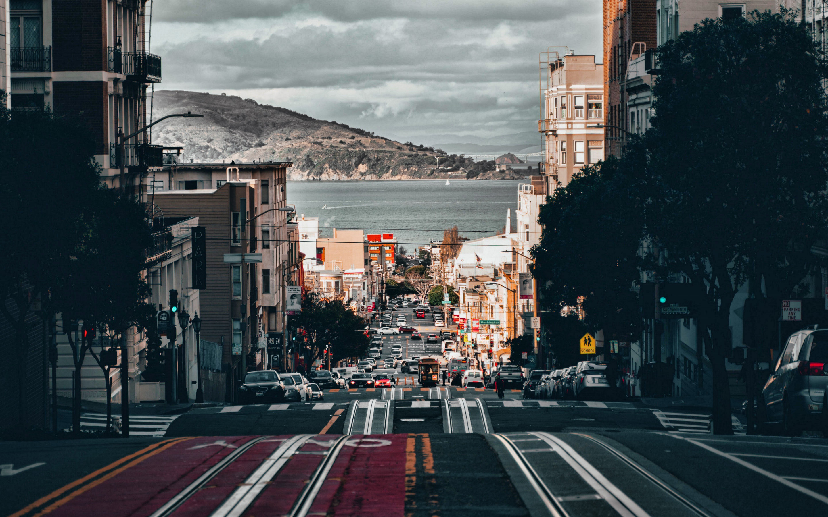 Download wallpaper San Francisco, 4k, street, hills, american cities, California, City of San Francisco, USA, Cities of California, America for desktop with resolution 2880x1800. High Quality HD picture wallpaper