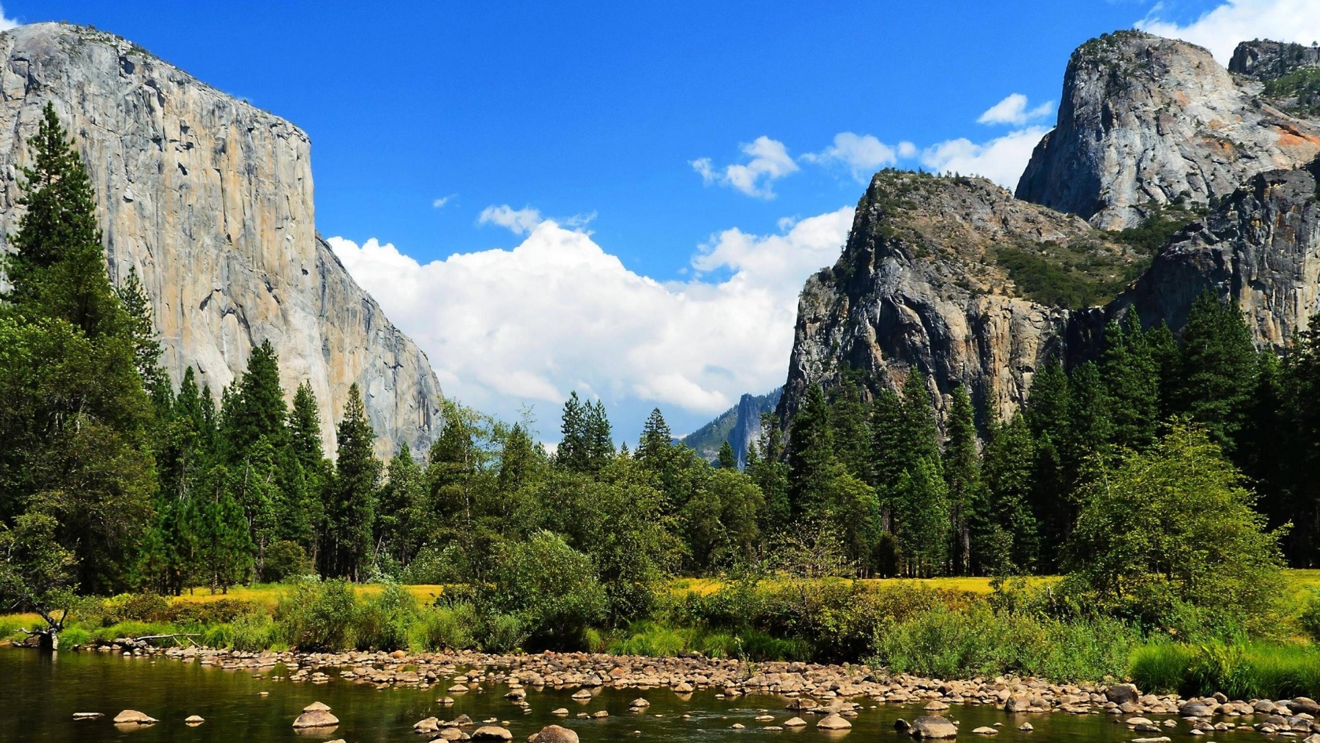 Wallpaper Yosemite National Park, Lake, Rocks, Mountains, Autumn, Nature 08353, Wallpaper13.com
