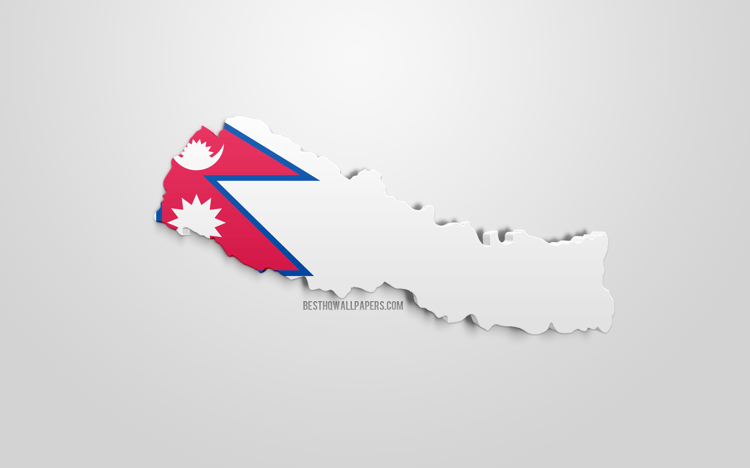 Download wallpaper 3D flag of Nepal, map silhouette of Nepal, 3D art, Nepal flag, Asia, Nepal, geography, Nepal 3D silhouette for desktop with resolution 2560x1600. High Quality HD picture wallpaper