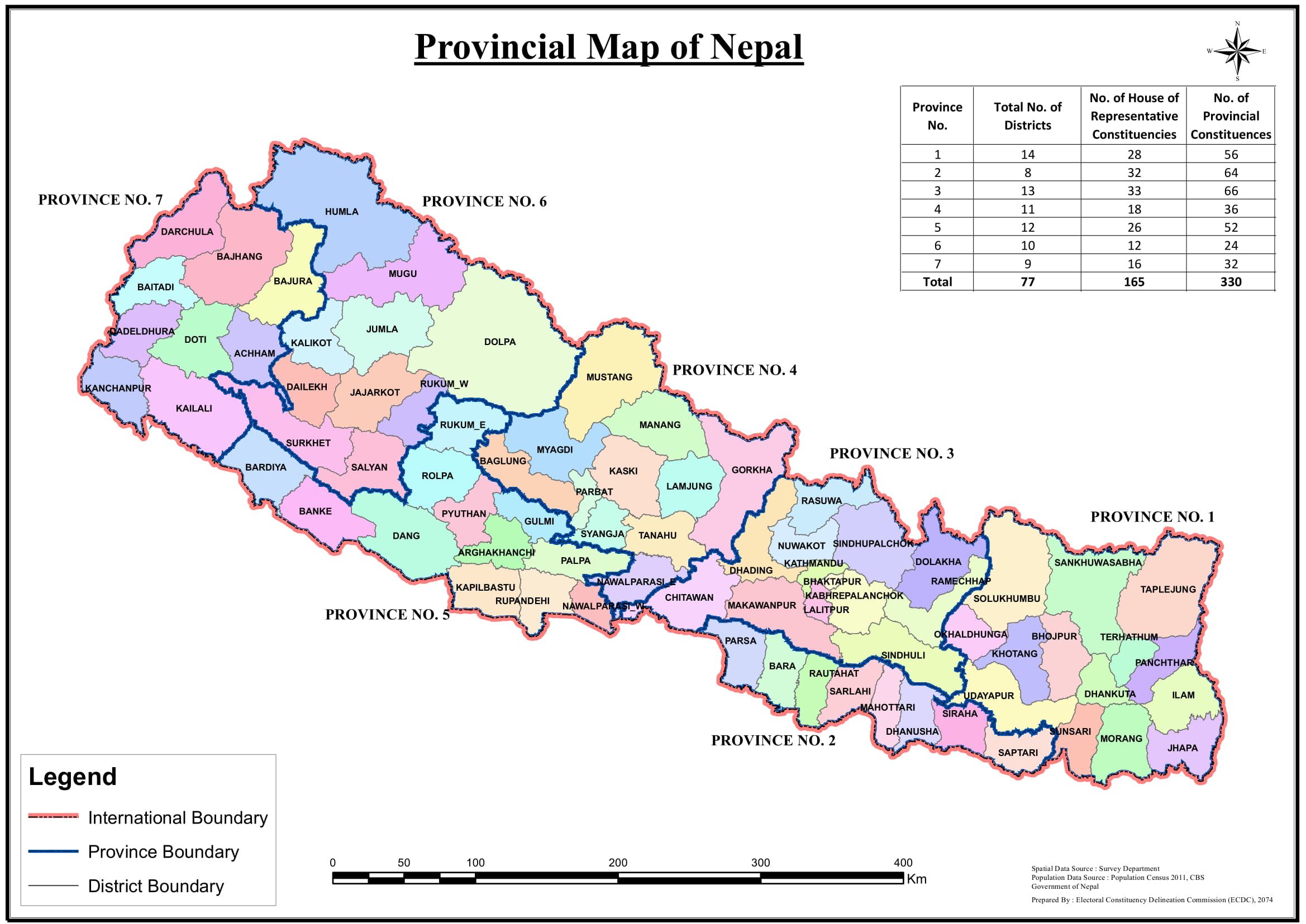 Map of Nepal with 77 Districts, Updated Map of Nepal with 77 Districts. Map, Nepal, Nepal travel