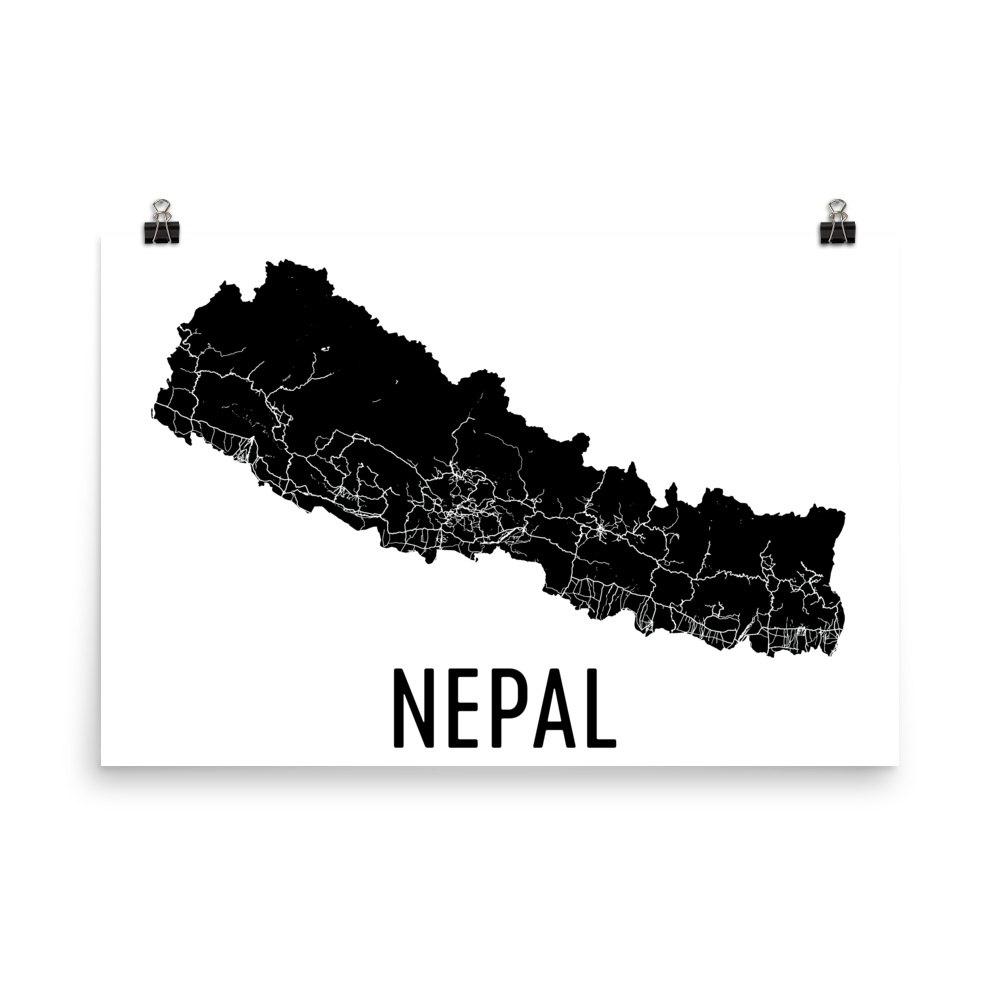 Nepal Wall Map Print Map Art. Nepal art, Map art, Map print