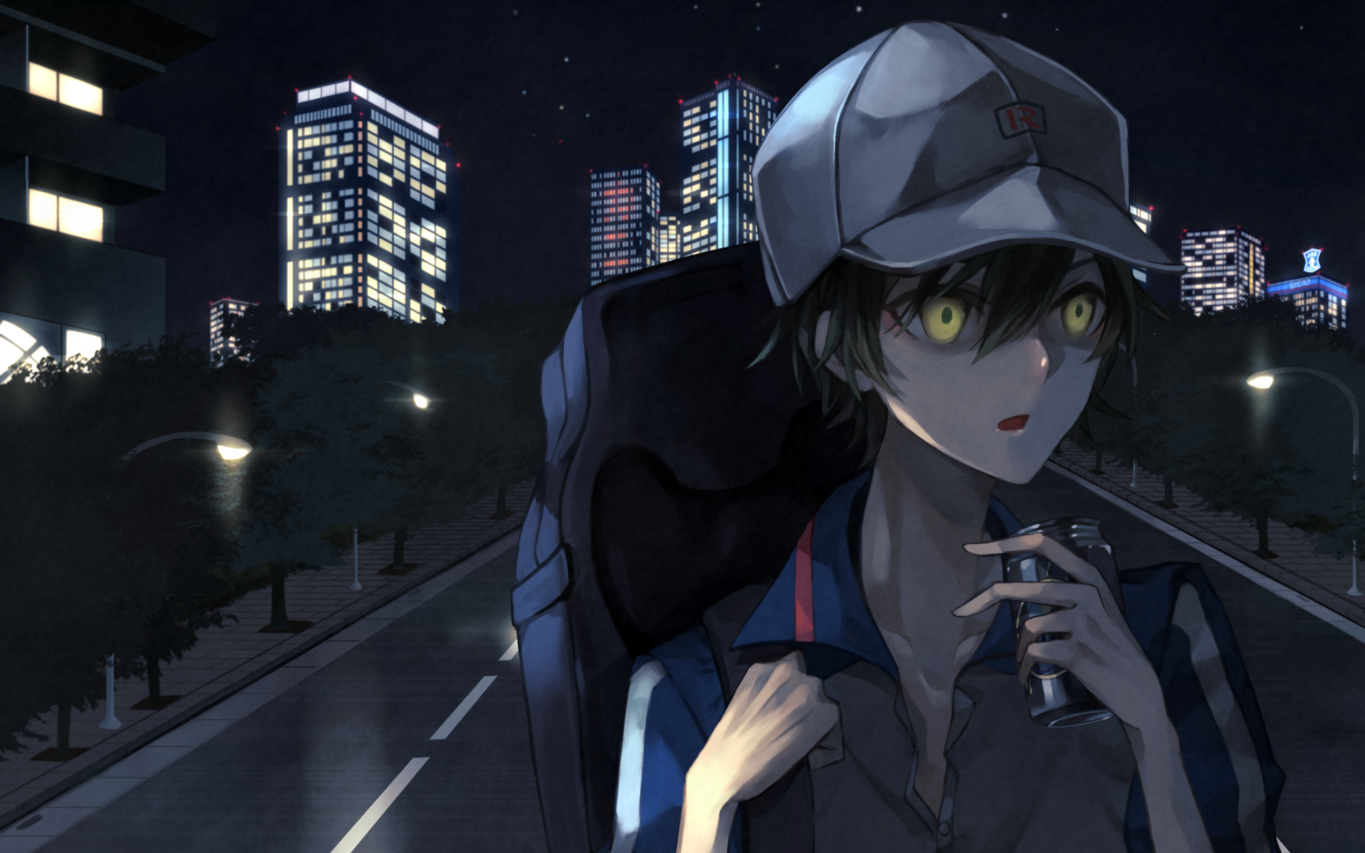 Download wallpaper Ryoma Echizen, student, night, manga, Prince of Tennis, Echizen Ryoma for desktop with resolution 1920x1200. High Quality HD picture wallpaper