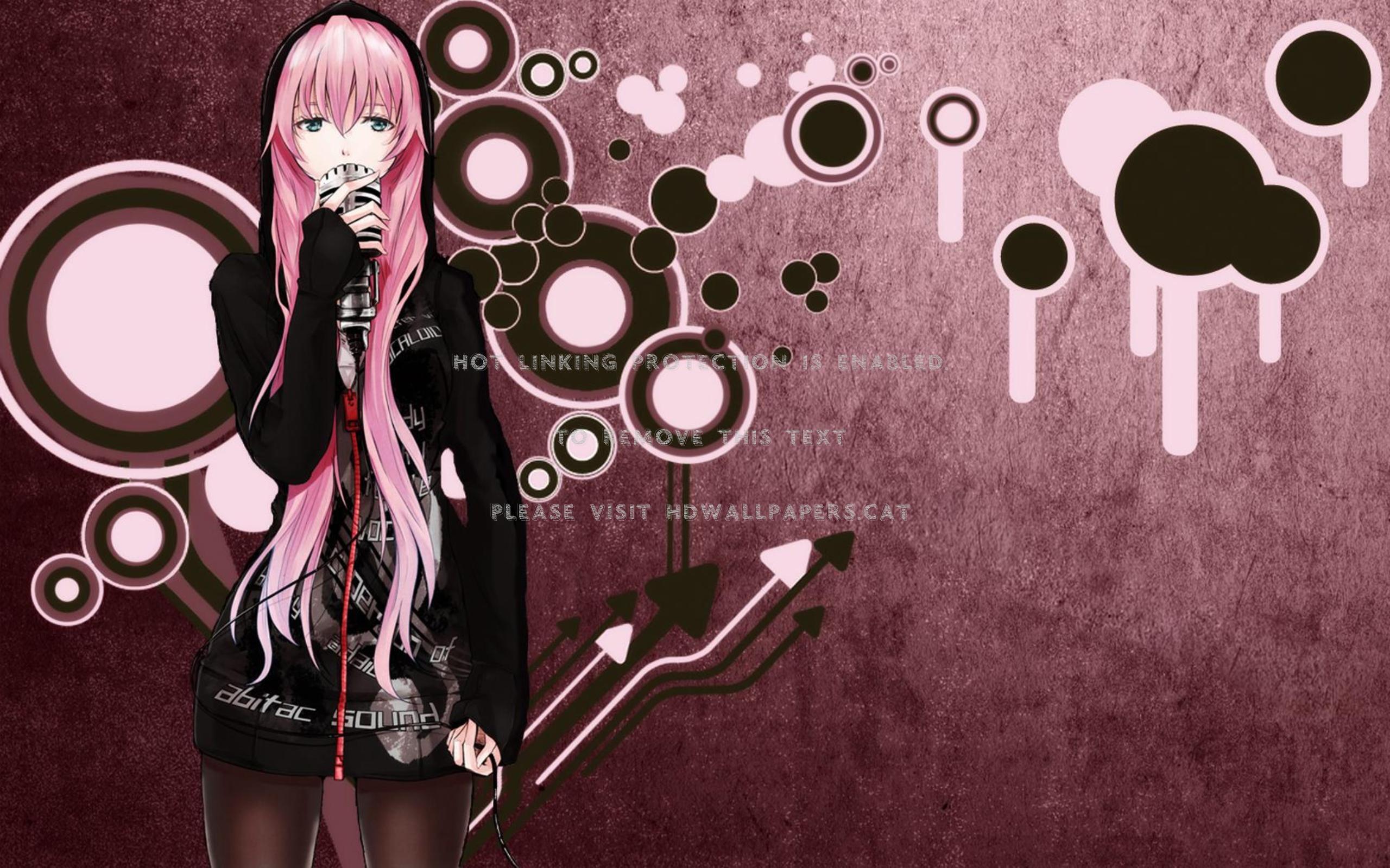 megurine luka vocaloid pink background