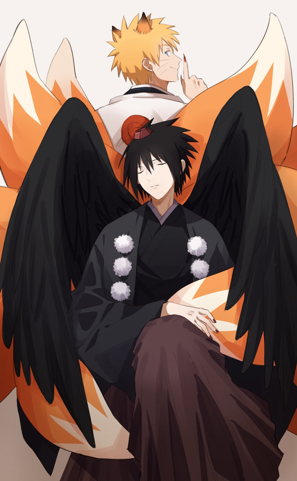 Wallpaper Naruto, Uchiha Sasuke, Uzumaki Naruto, Wings, Tails, #AWWSHIPPINGSOBAD
