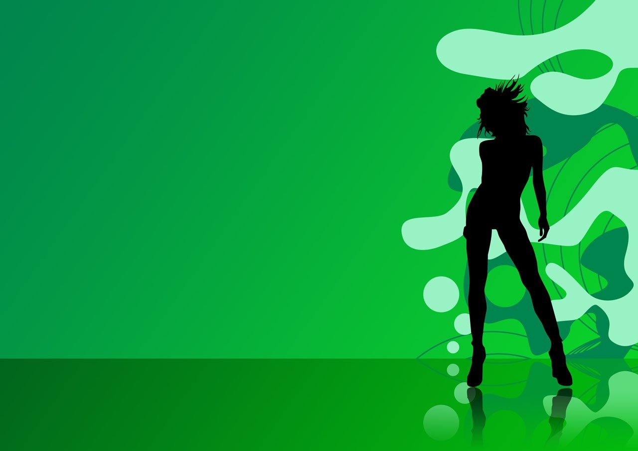 women, Dancing, Disco, Silhouette, Vector, Digital Art, Illustration, Vintage, Green Wallpaper HD / Desktop and Mobile Background