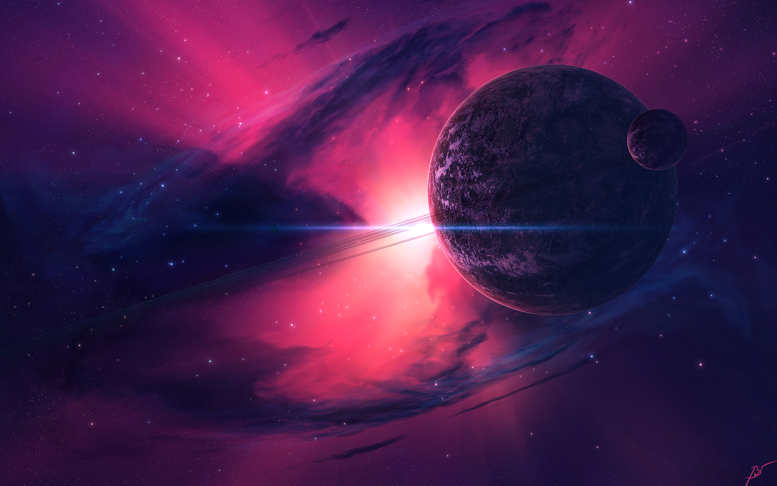 Nebula Pink Planets, HD Artist, 4k Wallpaper, Image, Background, Photo and Picture