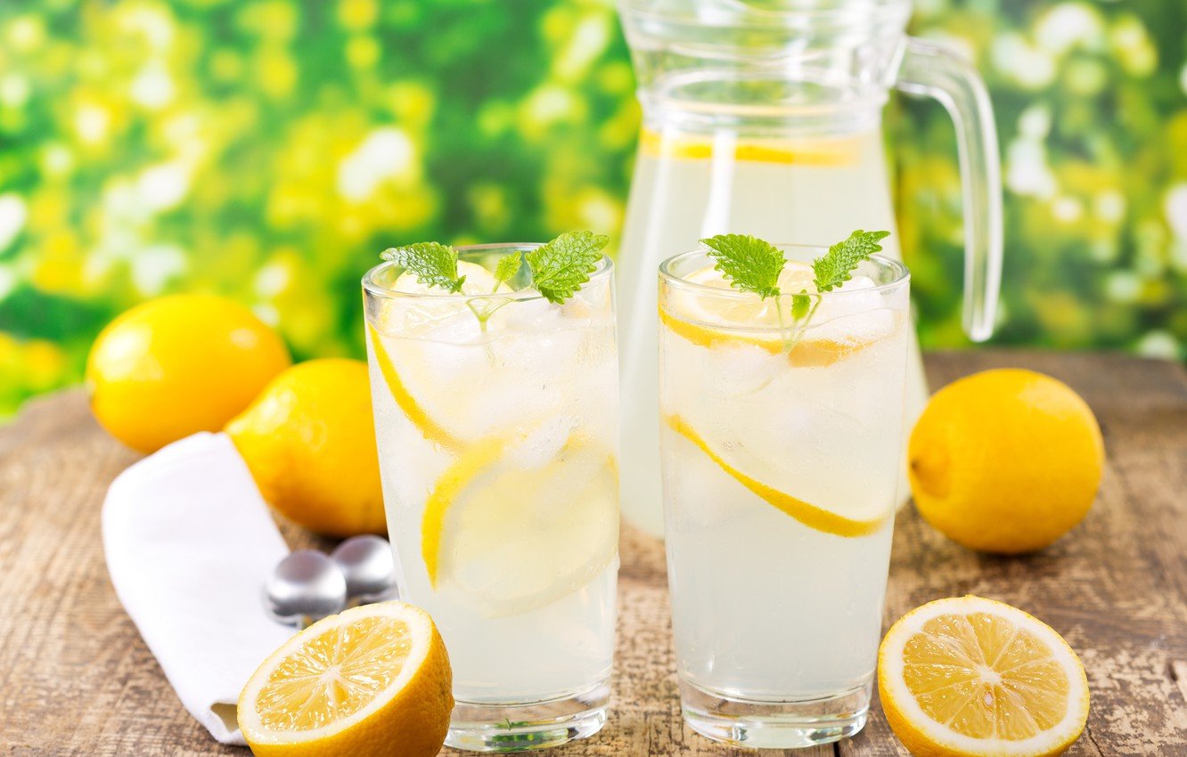 Wallpaper ice, glasses, summer, drink, pitcher, mint, water, lemons, lemonade, lemonade image for desktop, section еда